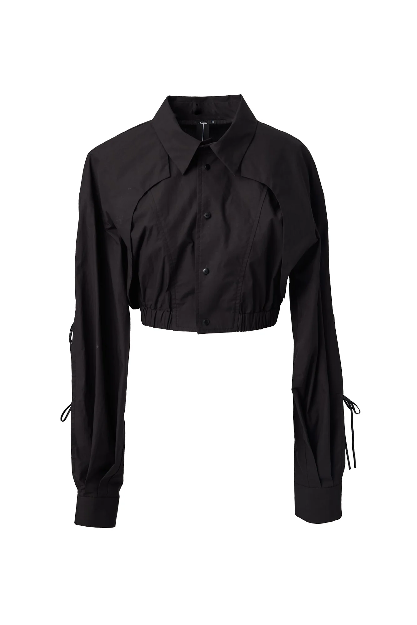 INFDARK Cropped Tie-Front Shirt  Black (9).jpg