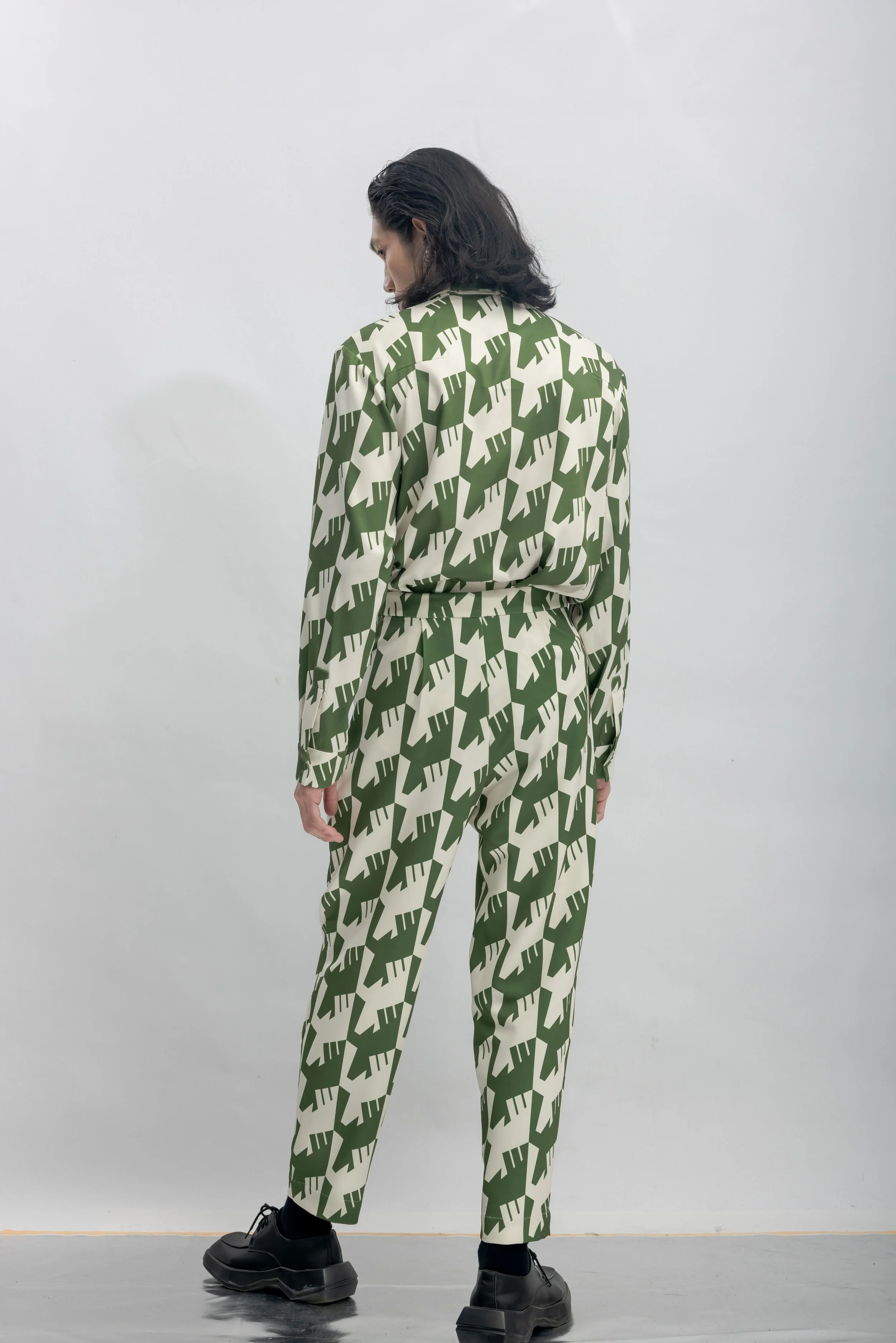INF Raven Houndstooth Print Suit Pants  Olive Green (8).jpg