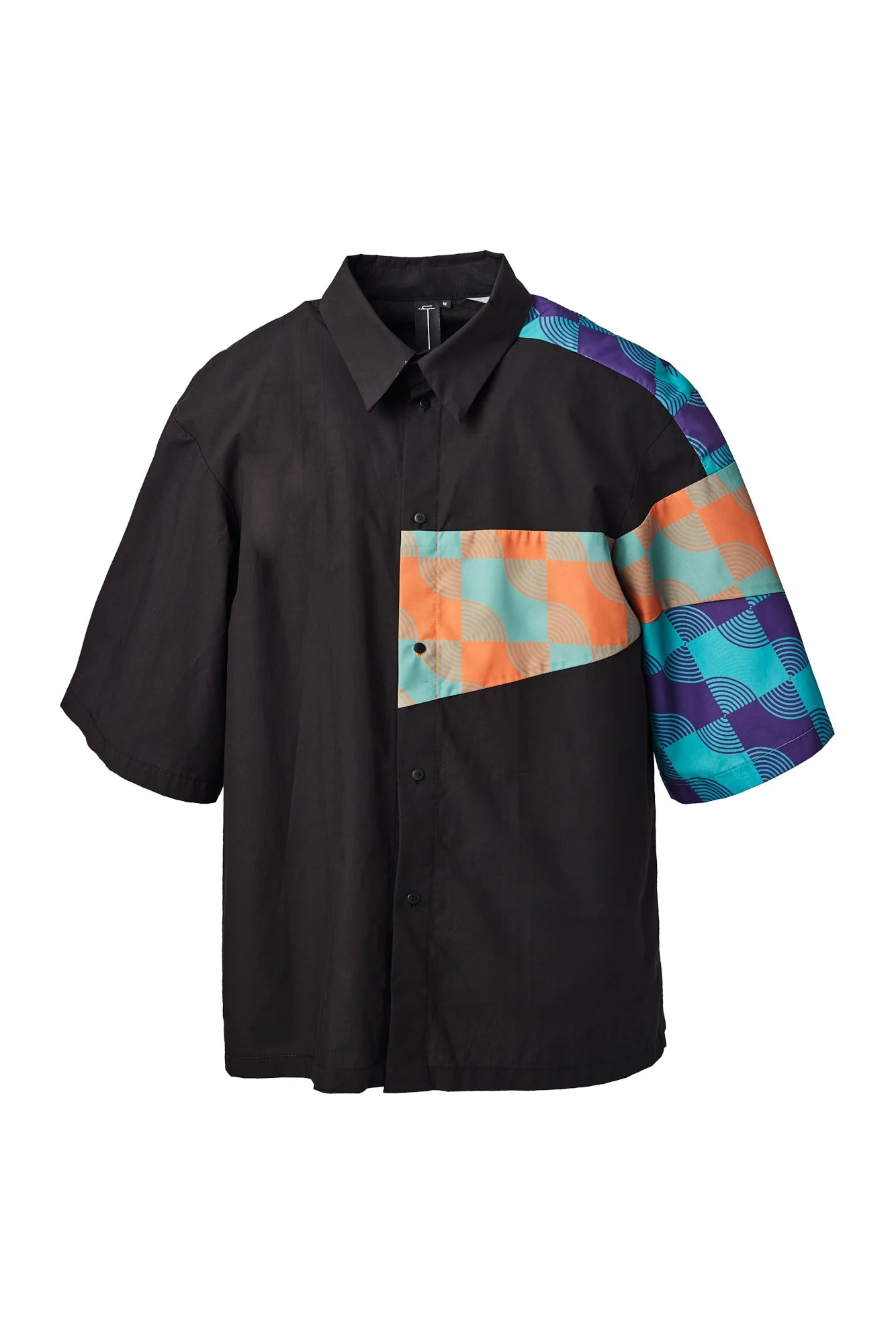 INFDARK Geometric Sleeve Patchwork Short Sleeve Shirt (16).jpg