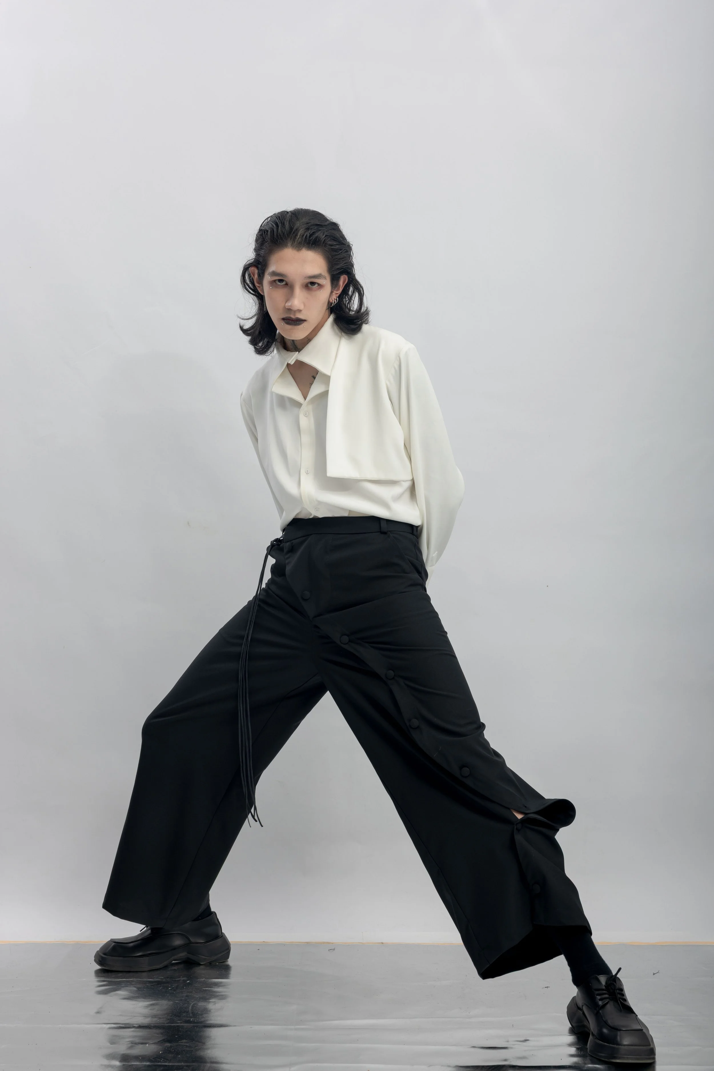 INF Asymmetric Single-Leg Slit Tie Wide Pants  Black (20).jpg