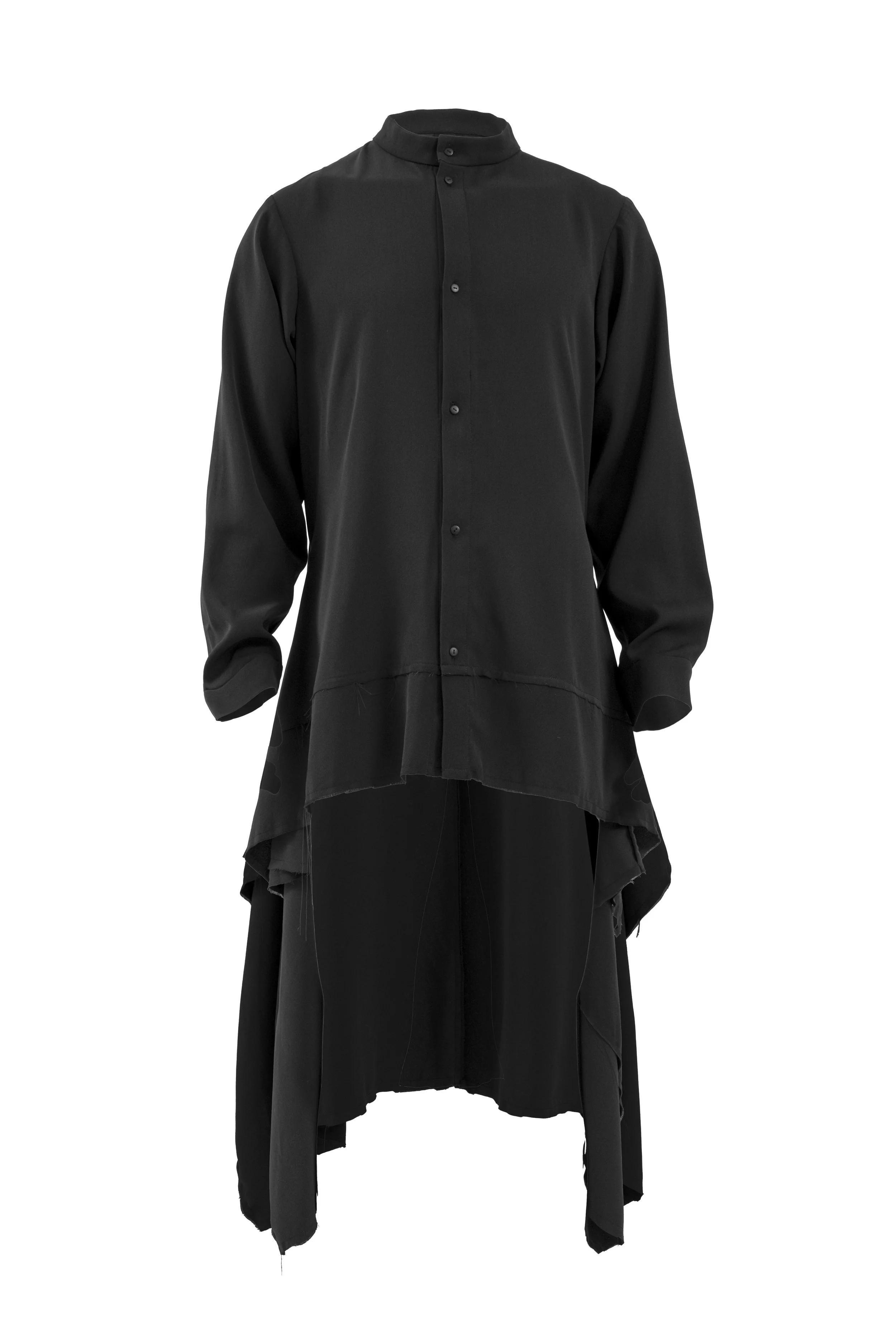 INF Stand Collar Asymmetric Draped Shirt  Black (2).jpg