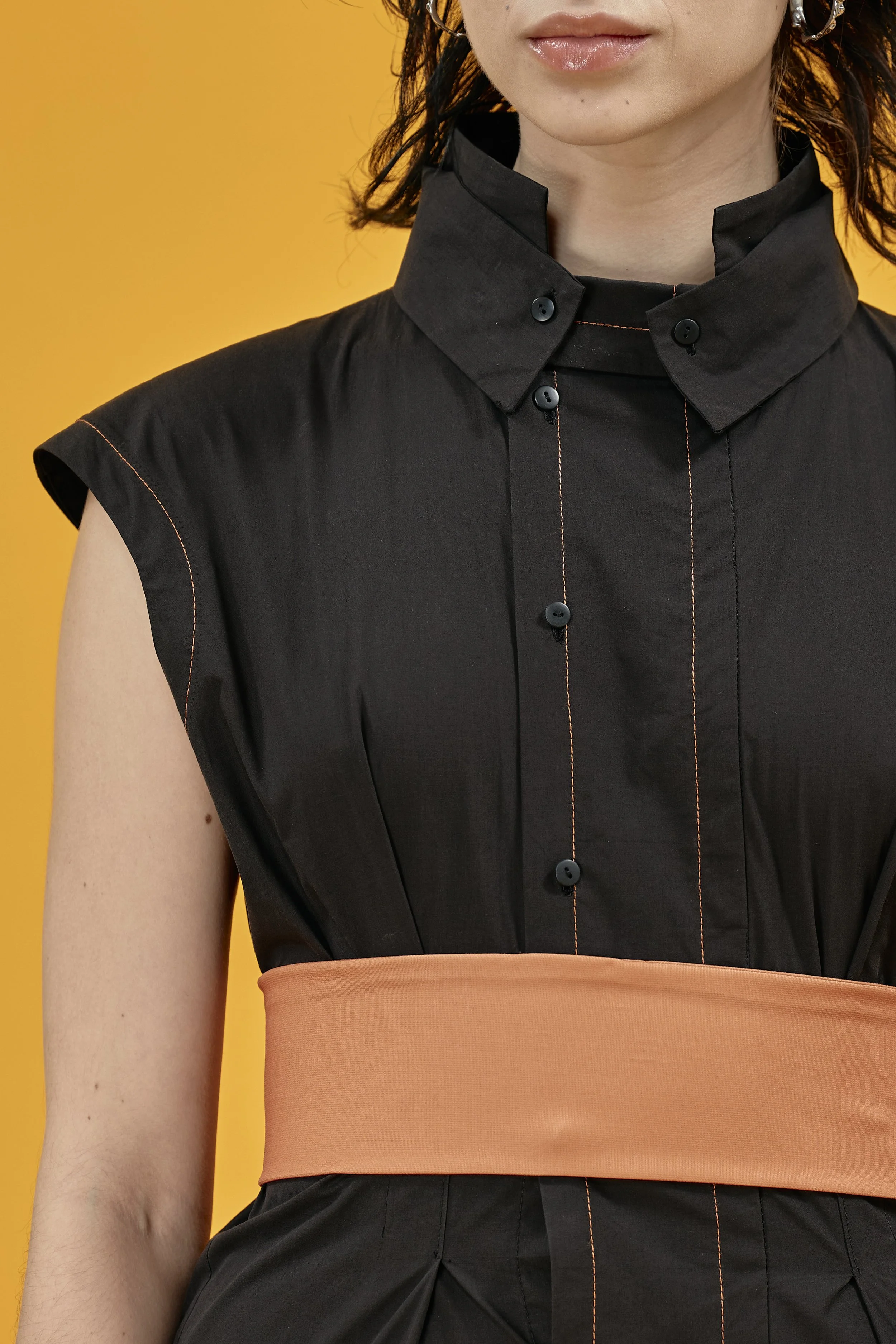 INFDARK Stand-Collar Shirt Dress  Black (14).jpg