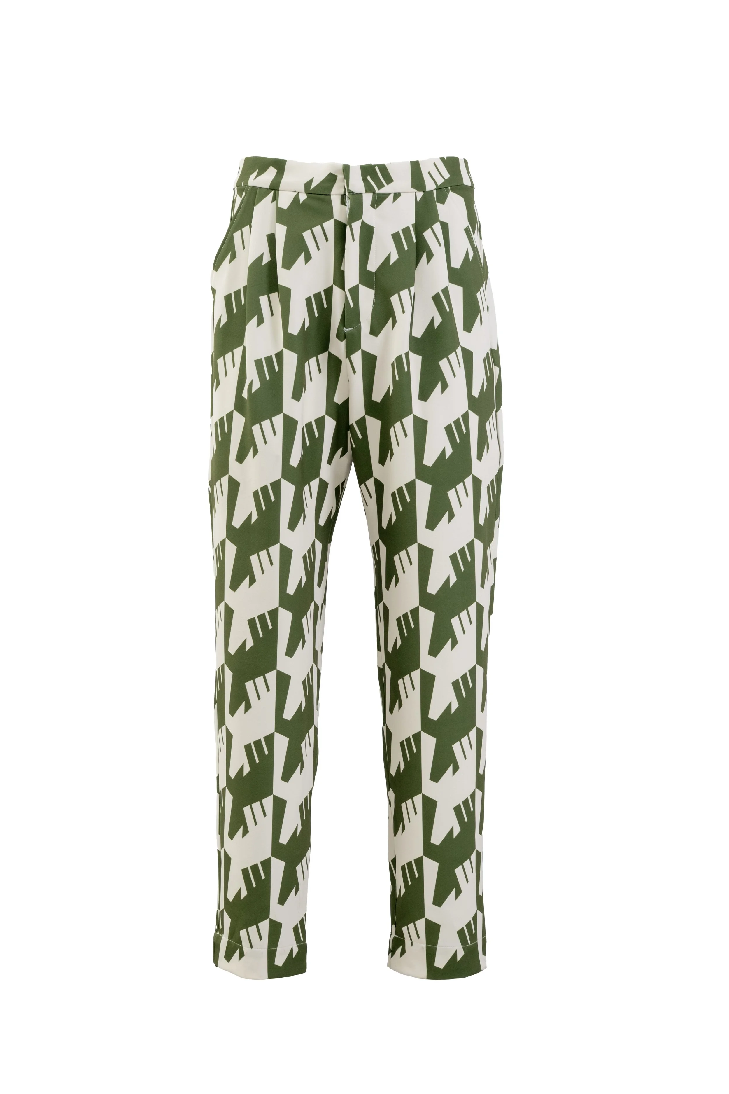 INF Raven Houndstooth Print Suit Pants  Olive Green (2).jpg