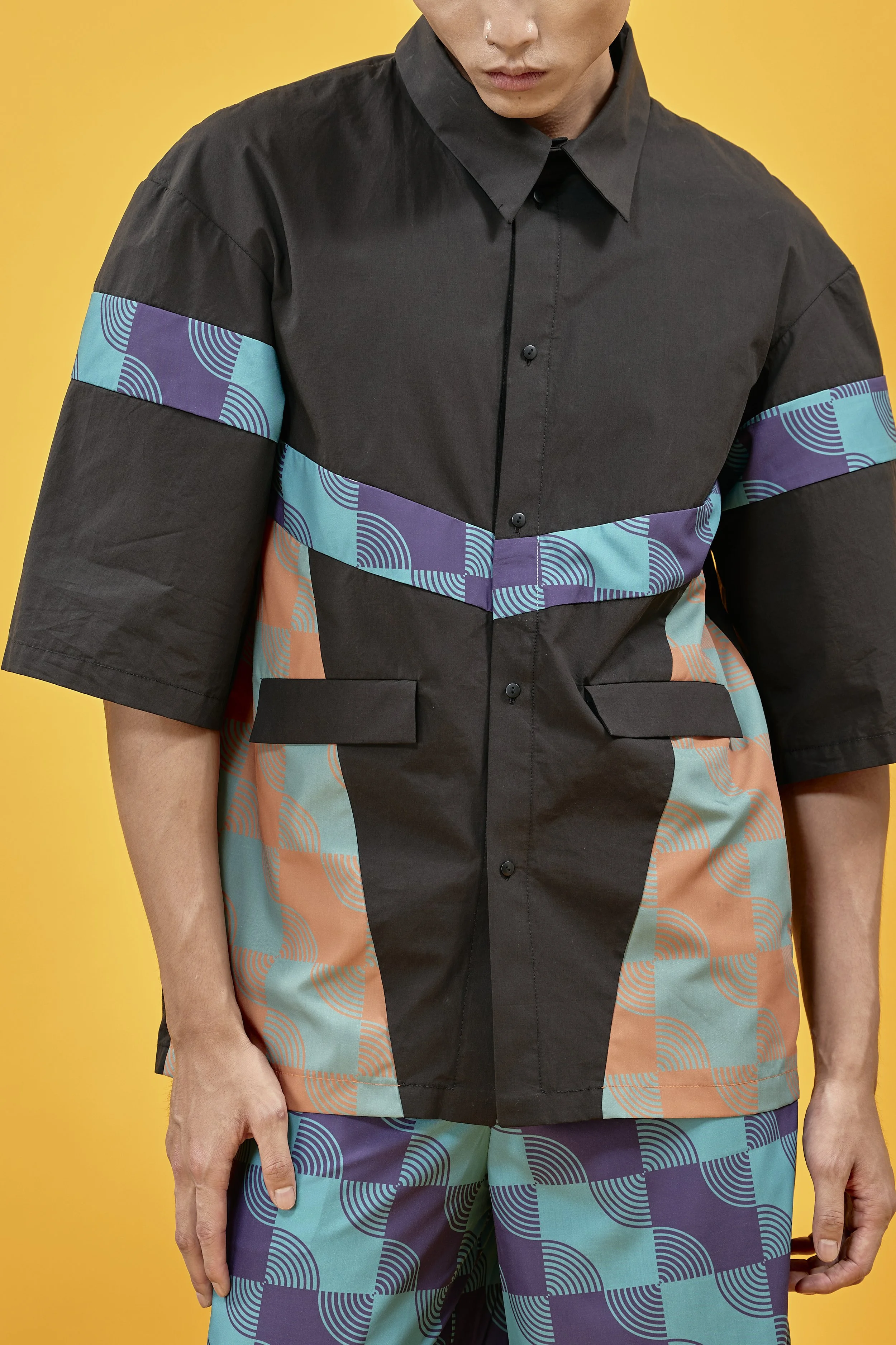 INFDARK Geometric Patchwork Short Sleeve Shirt (16).jpg