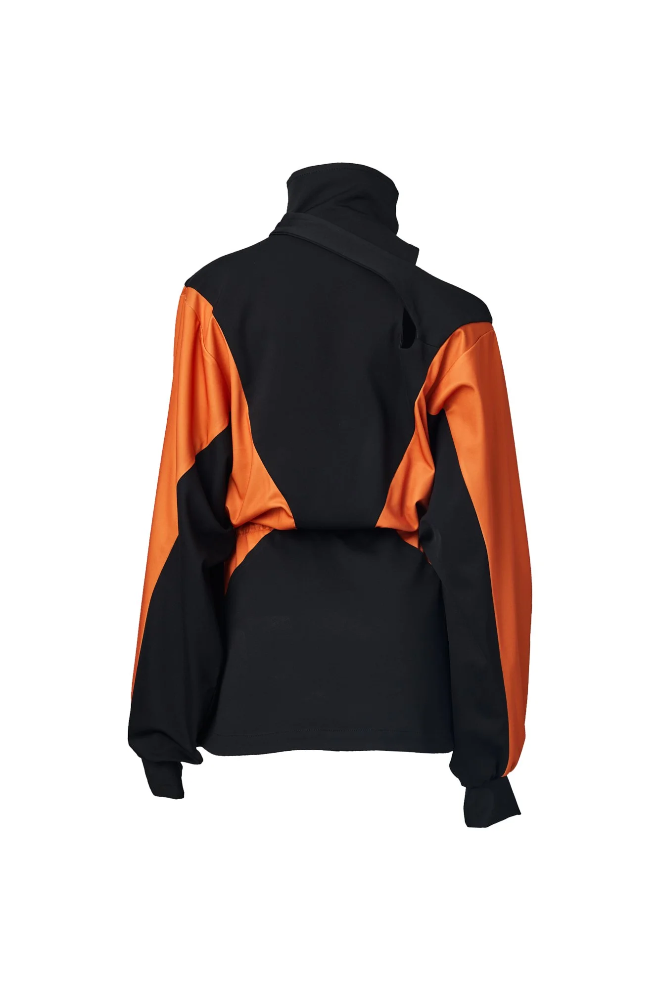 INFDARK Asymmetric Cinched-Waist Jacket  Black-Orange (7).jpg