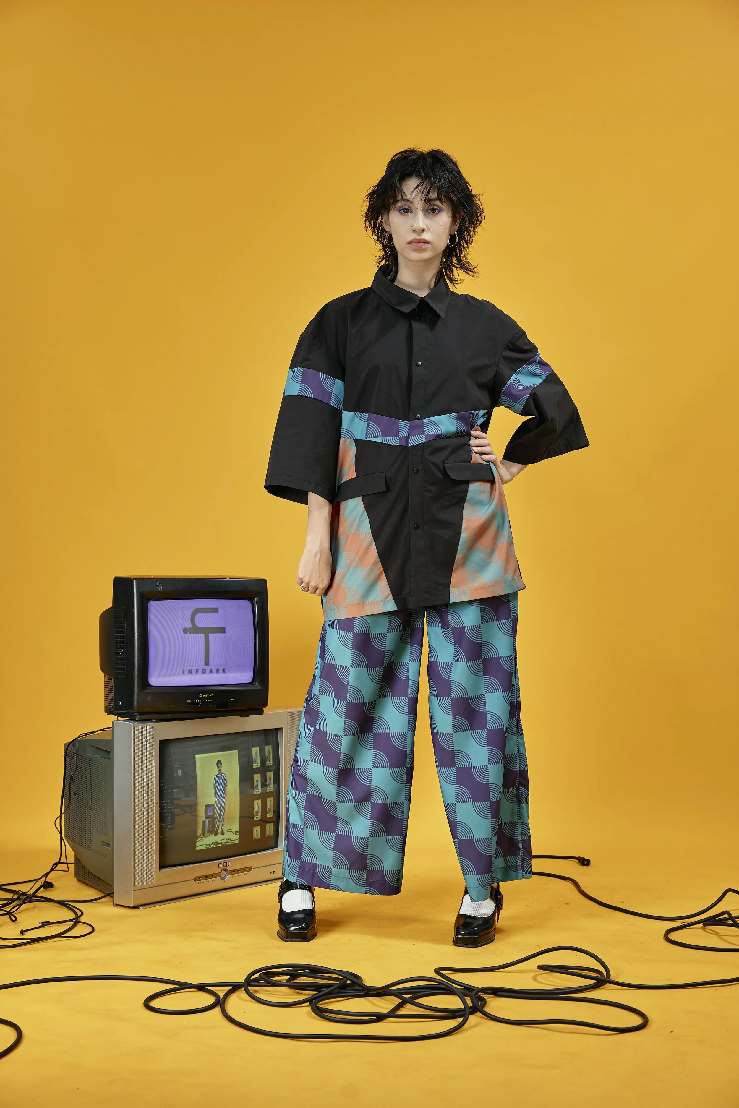 INFDARK Geometric Patchwork Short Sleeve Shirt (7).jpg