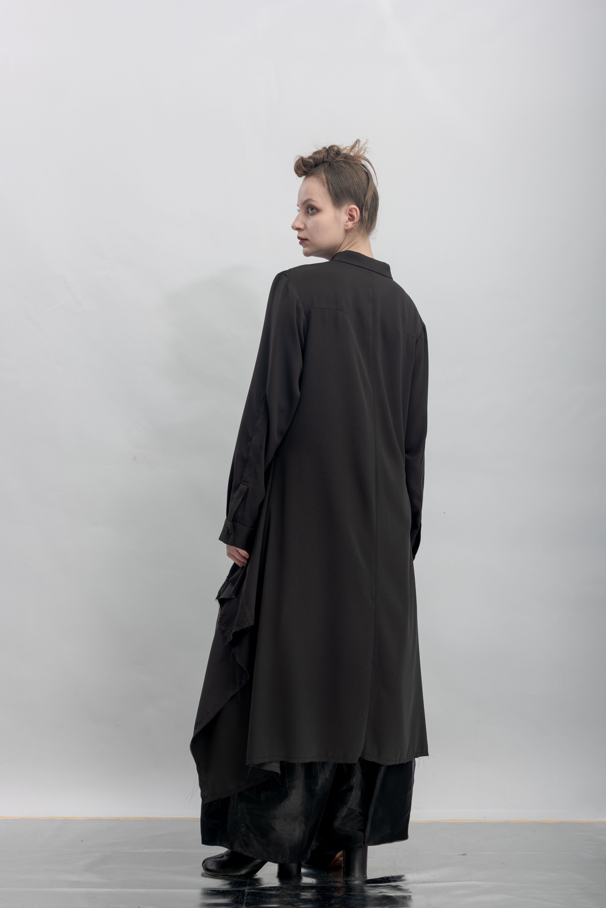 INF Stand Collar Asymmetric Draped Shirt  Black (22).jpg