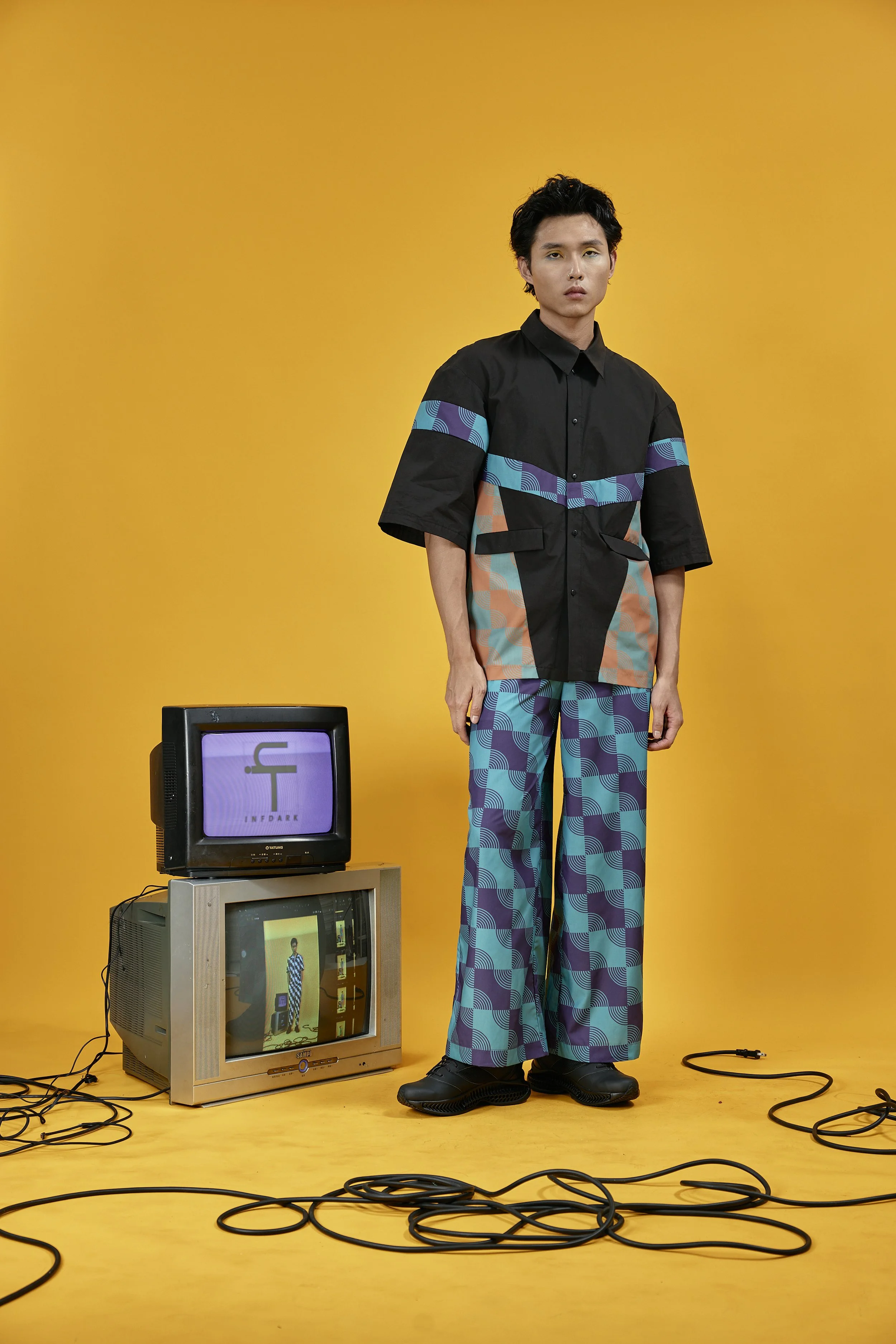INFDARK Geometric Patchwork Short Sleeve Shirt (2).jpg
