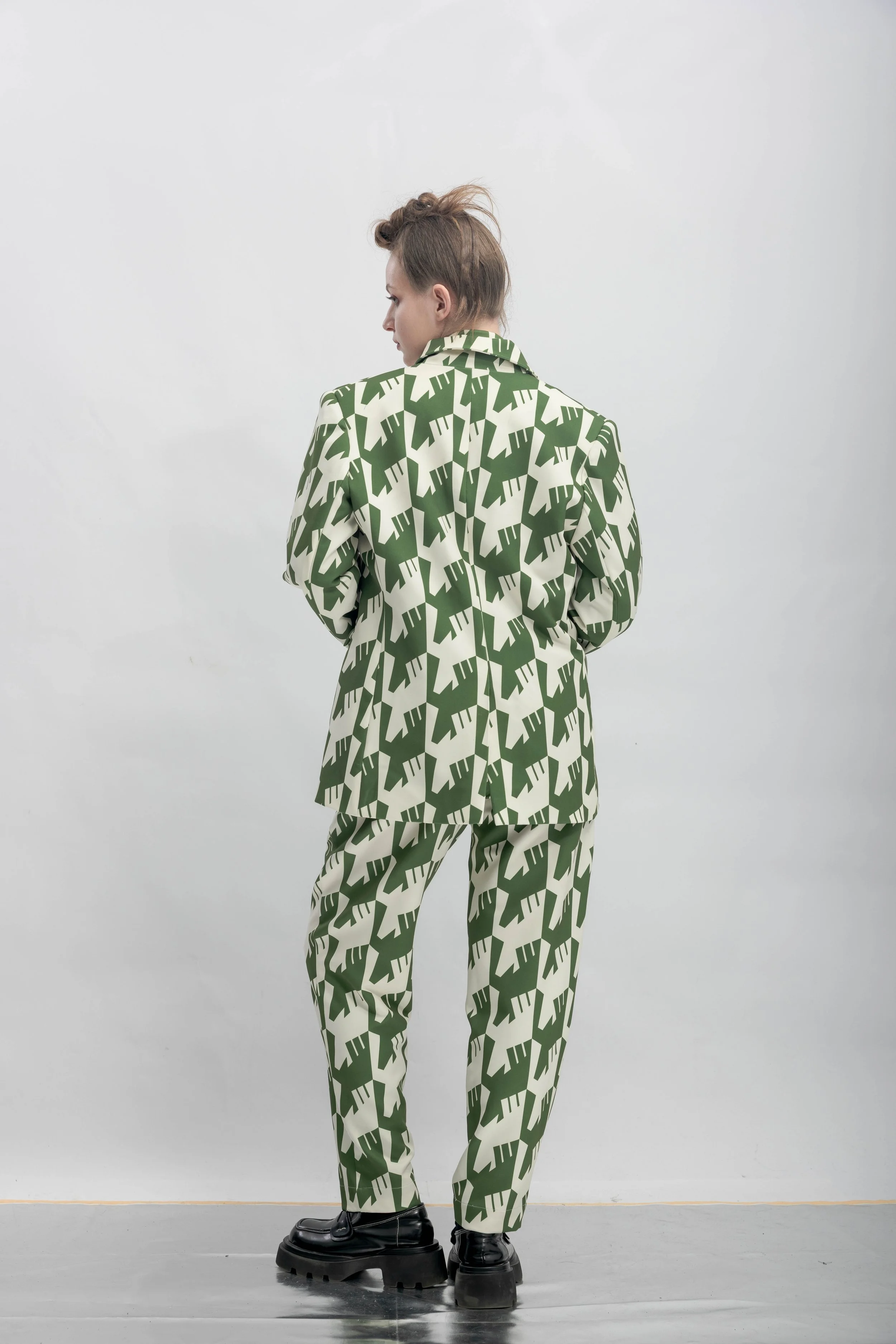 INF  Raven Houndstooth Print Blazer  Olive Green (23).jpg