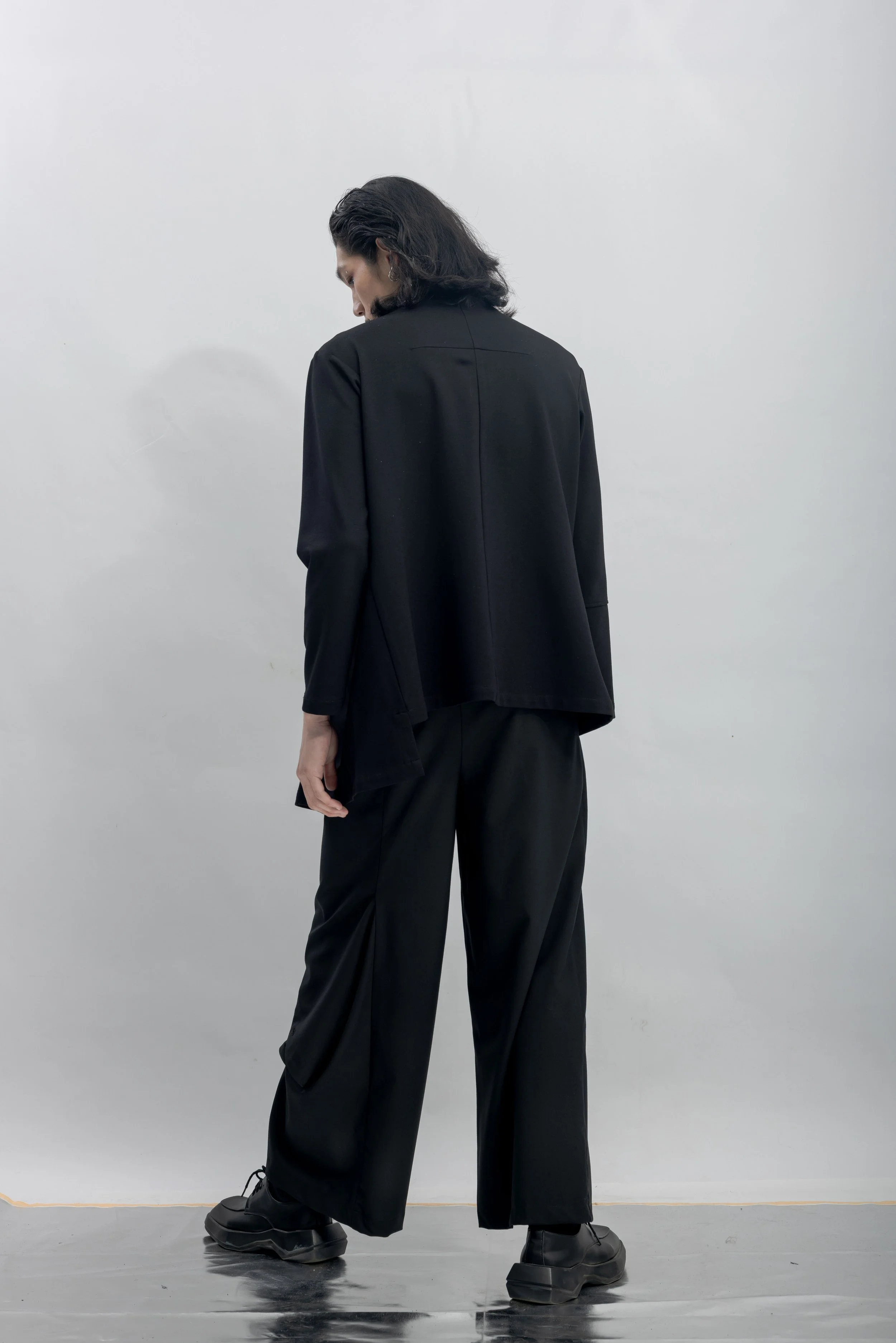 INF Stand Collar Pleated Asymmetric Cut Top (17).jpg