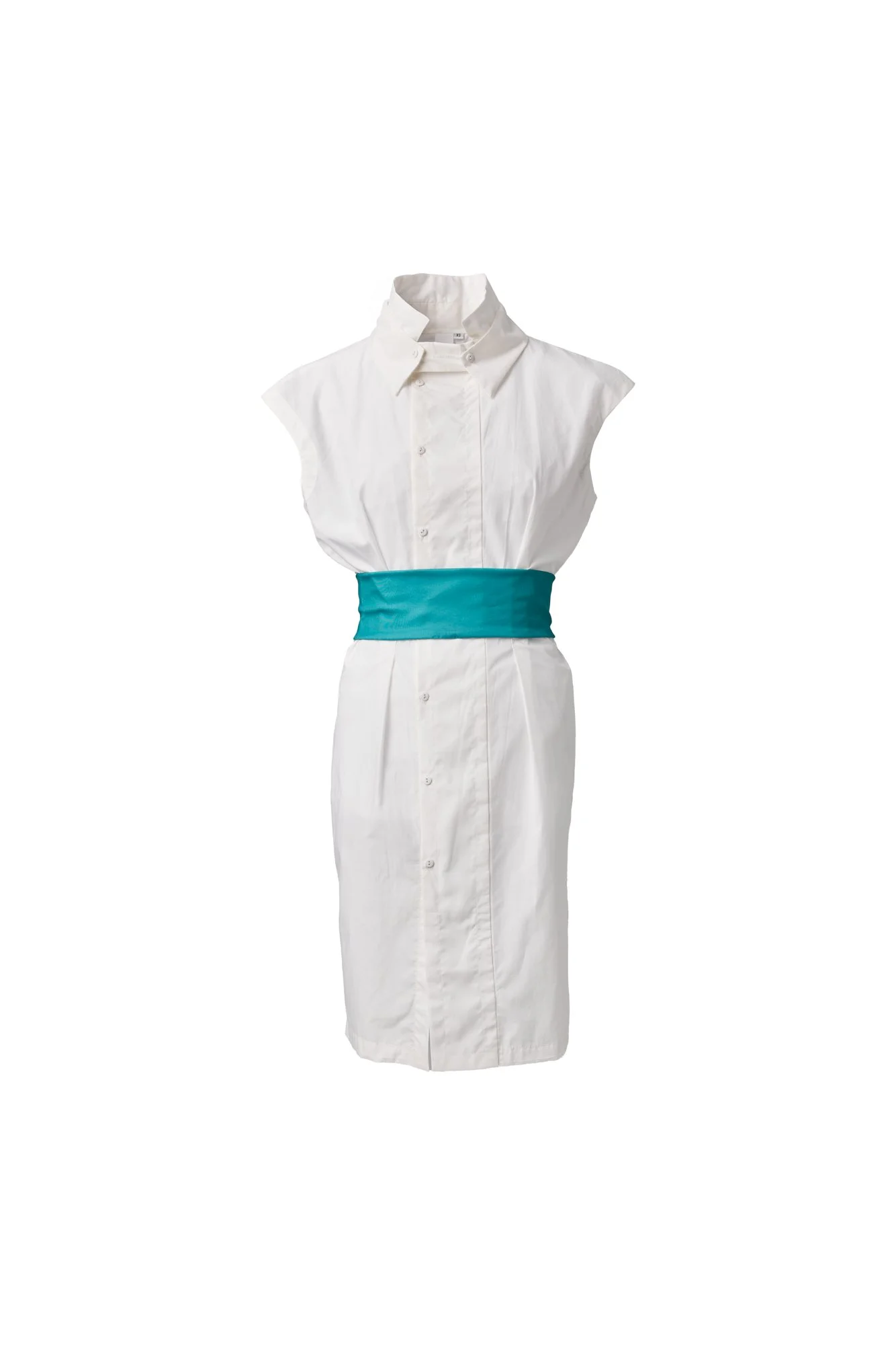 INFDARK Stand-Collar Shirt Dress  White (7).jpg