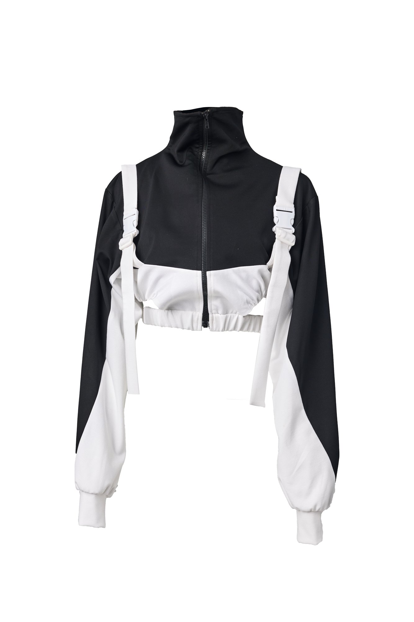 INFDARK Cropped Cut-Out Jacket  Black-White (14).jpg