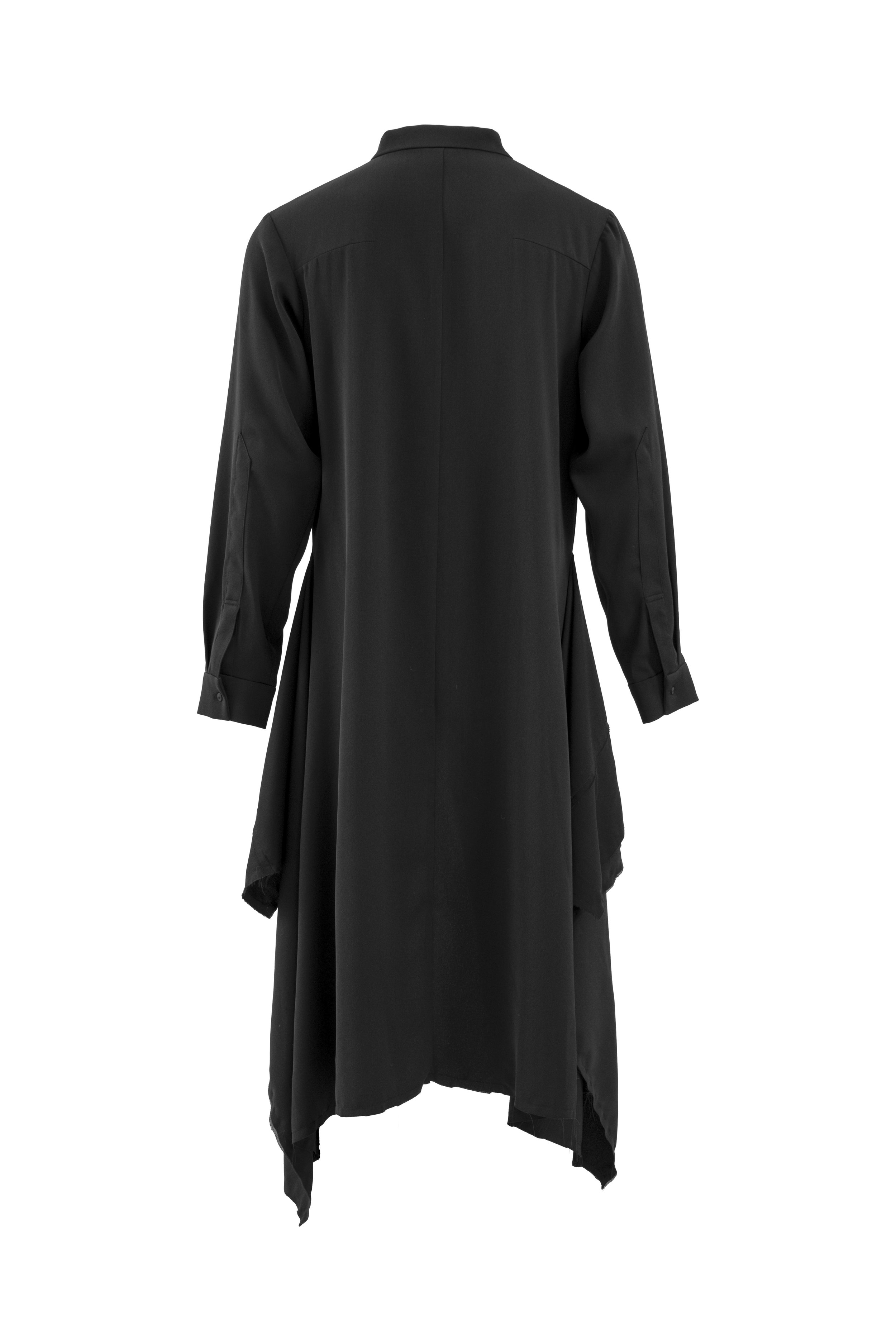 INF Stand Collar Asymmetric Draped Shirt  Black (4).jpg