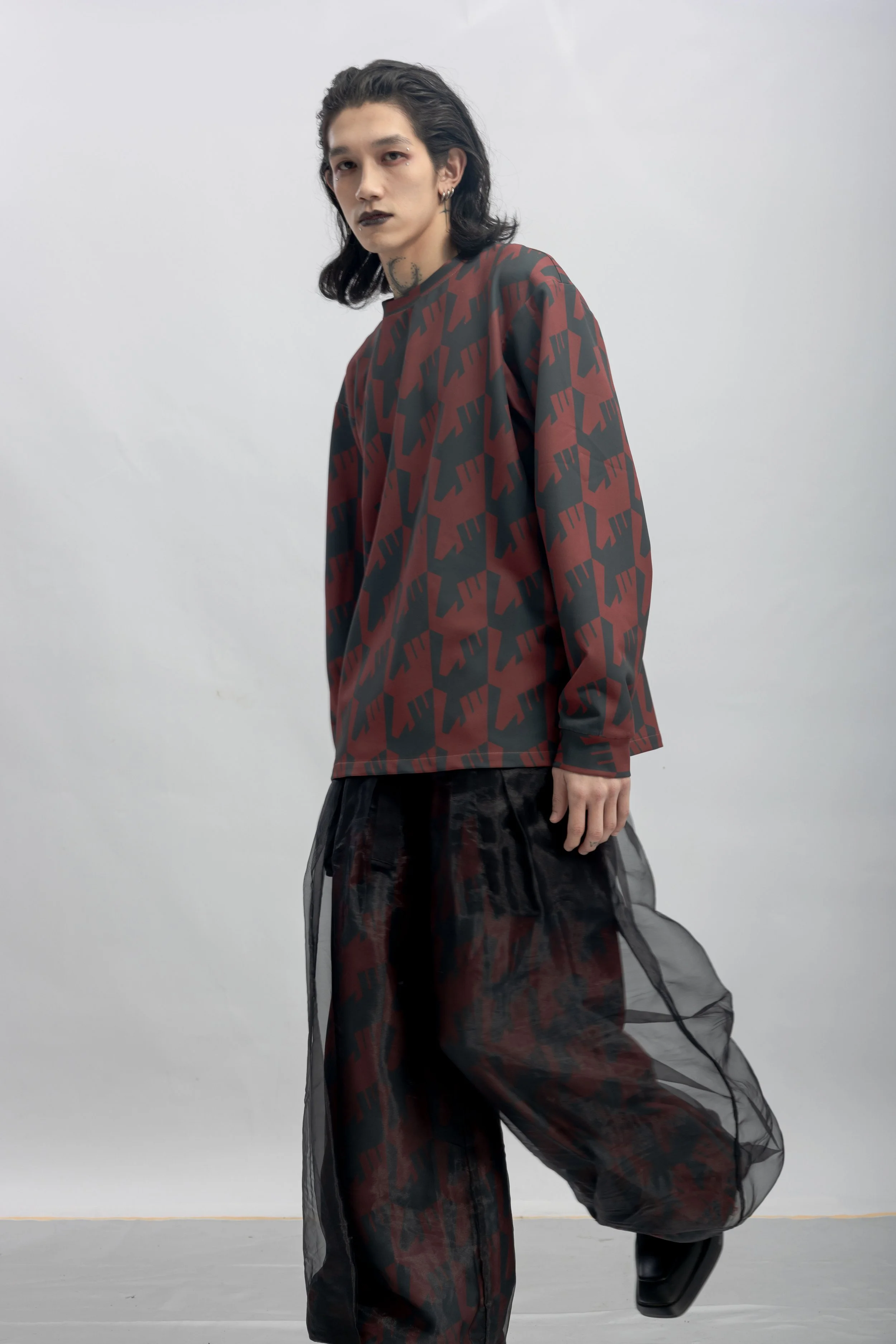 INF Raven Houndstooth Print Sweatshirt  Blazing Red (18).jpg