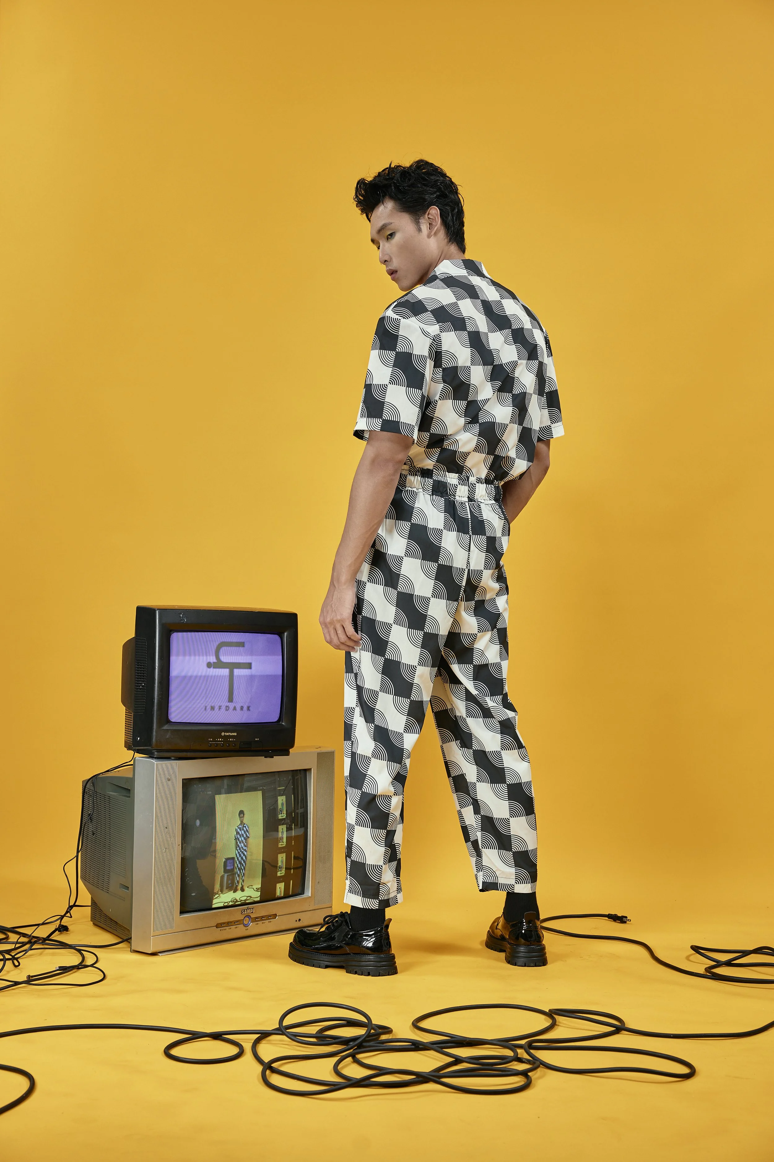 INFDARK Retro Printed Grandpa Pants  Black-White (5).jpg