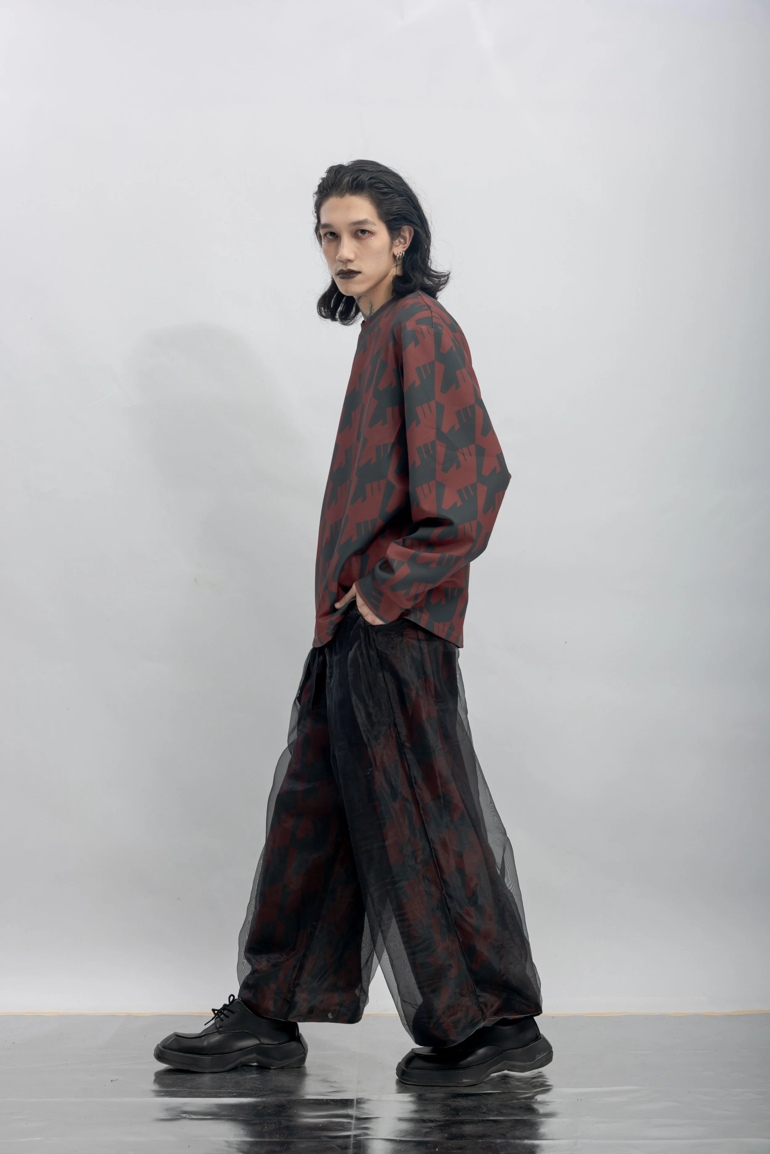 INF Raven Houndstooth Print Sweatshirt  Blazing Red (1).jpg