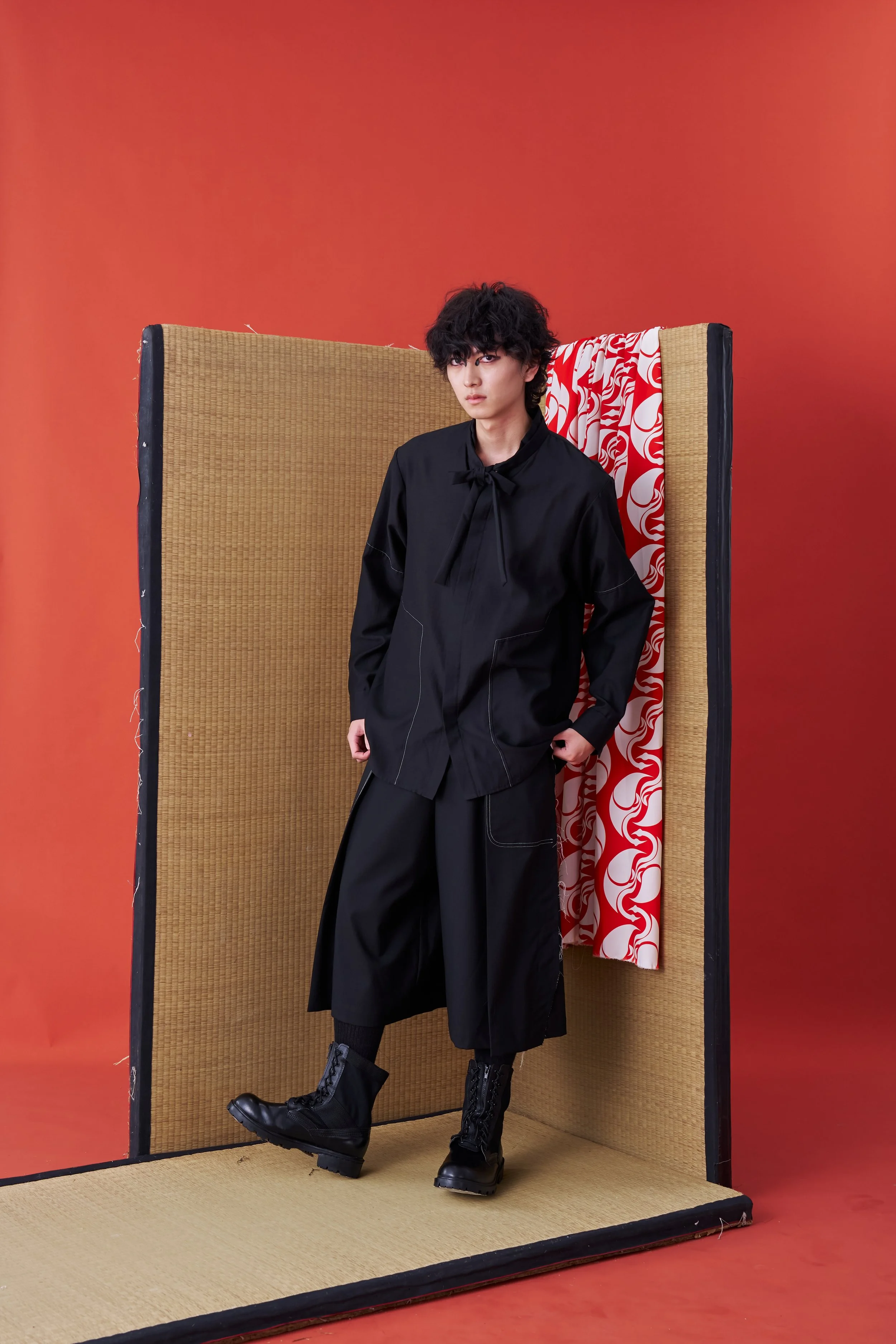 Deconstructed Collar Tie Shirt (Black)