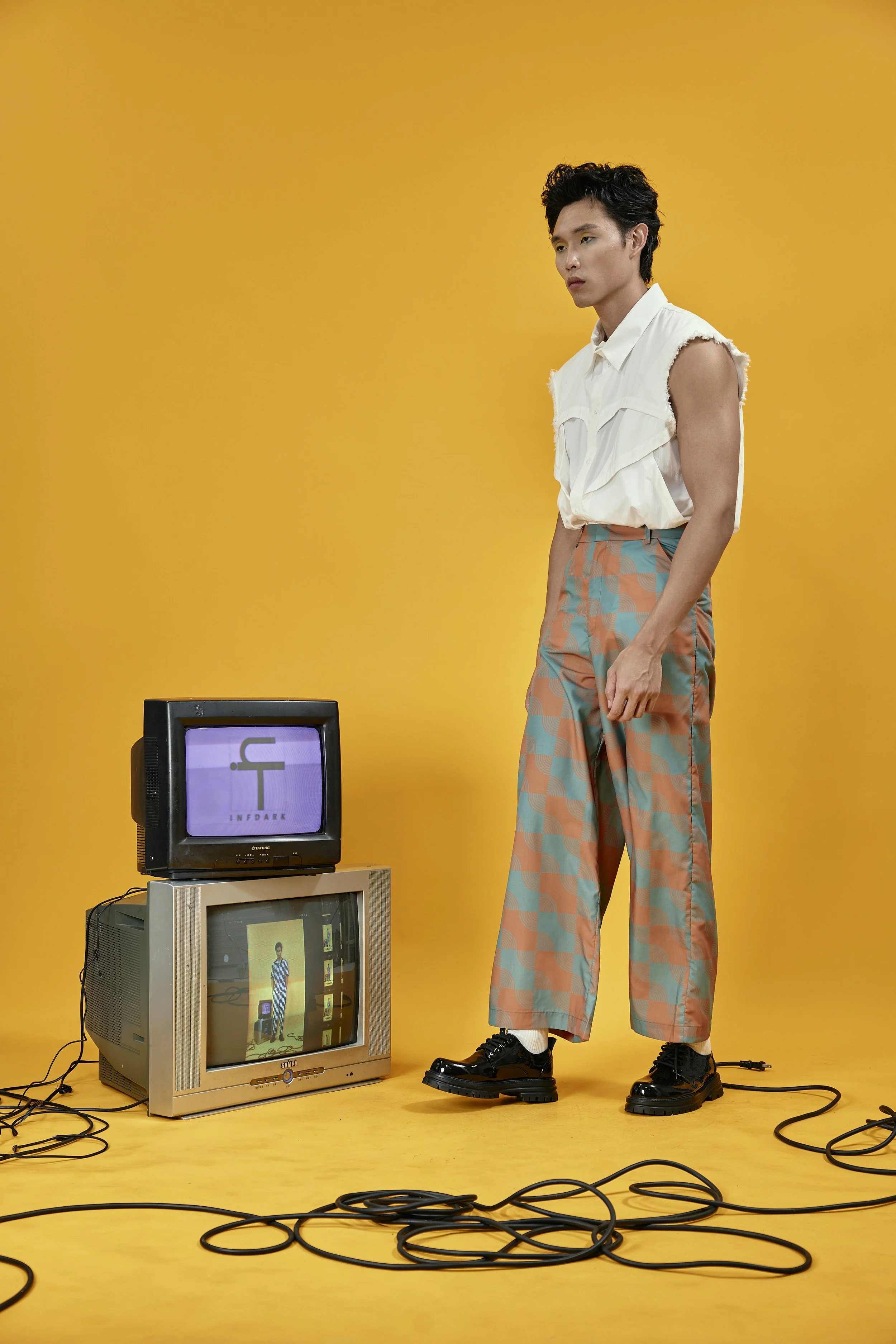 INFDARK Straight-Leg Printed Wide Pants  Orange-Green (3).jpg
