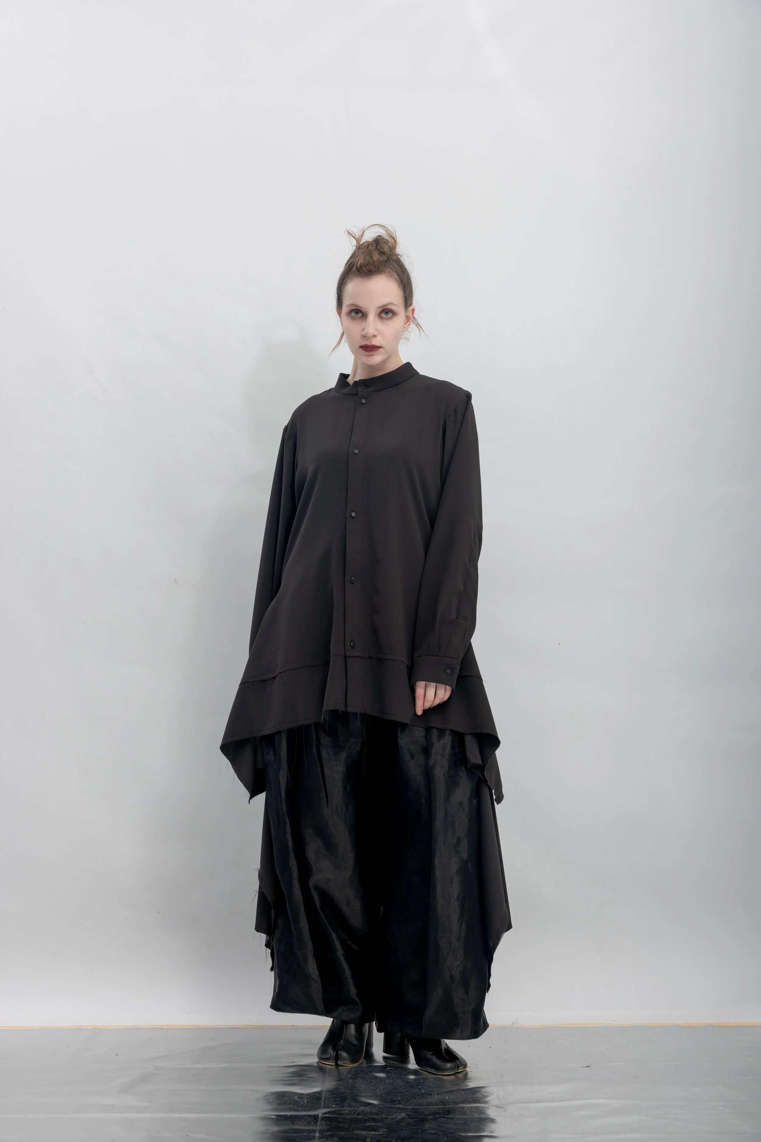 INF Stand Collar Asymmetric Draped Shirt  Black (20).jpg