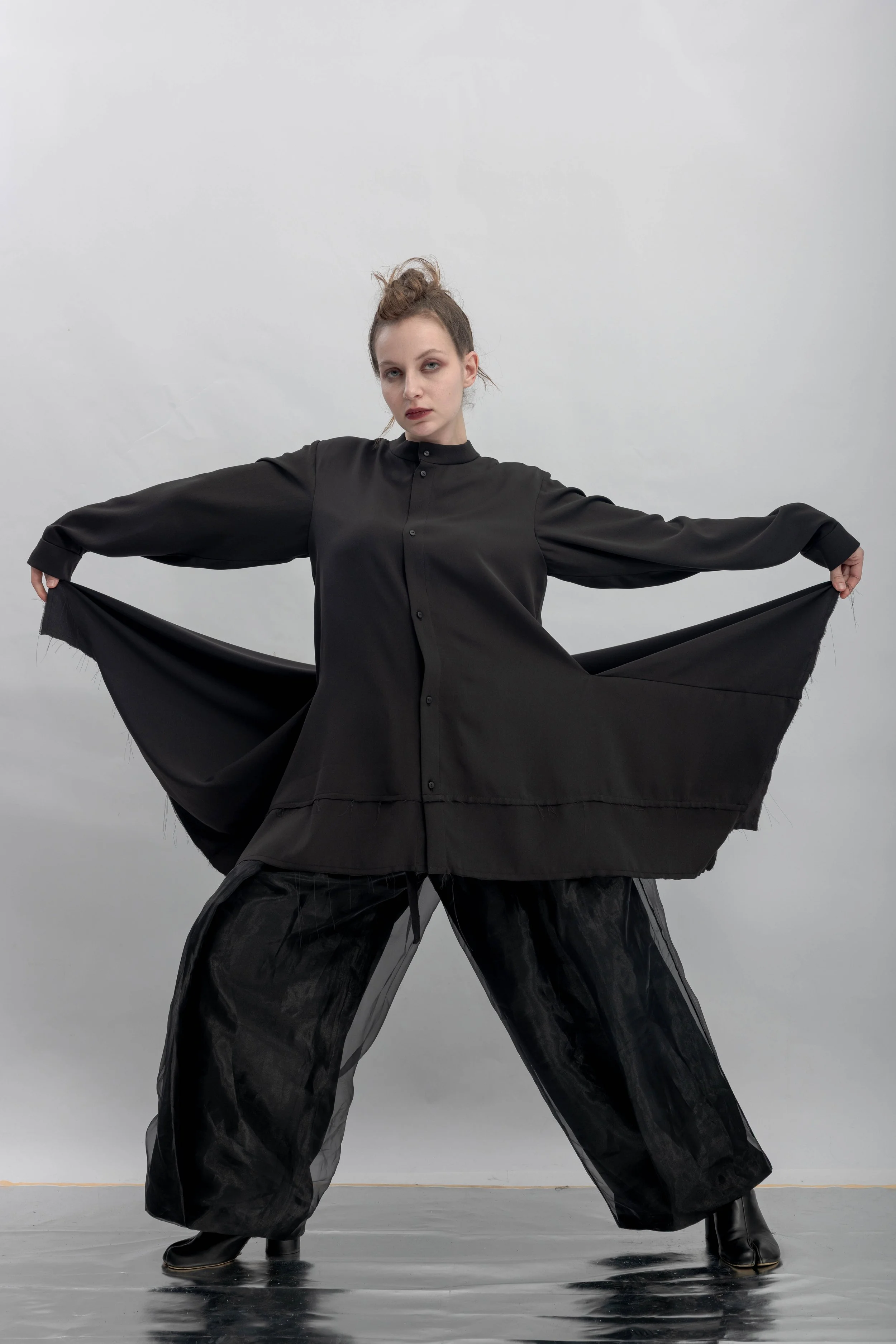 INF Stand Collar Asymmetric Draped Shirt  Black (25).jpg