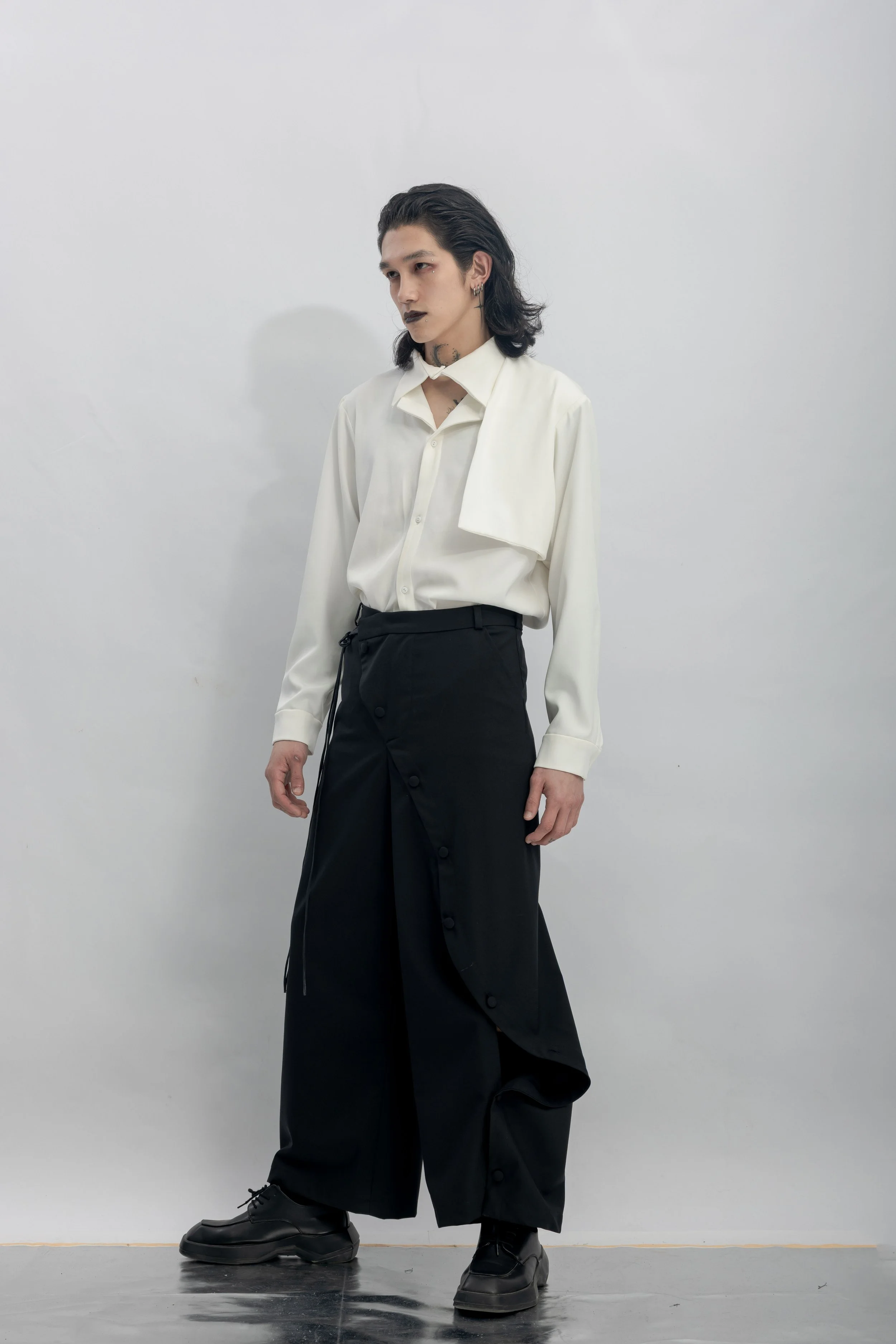 INF Asymmetric Single-Leg Slit Tie Wide Pants  Black (18).jpg