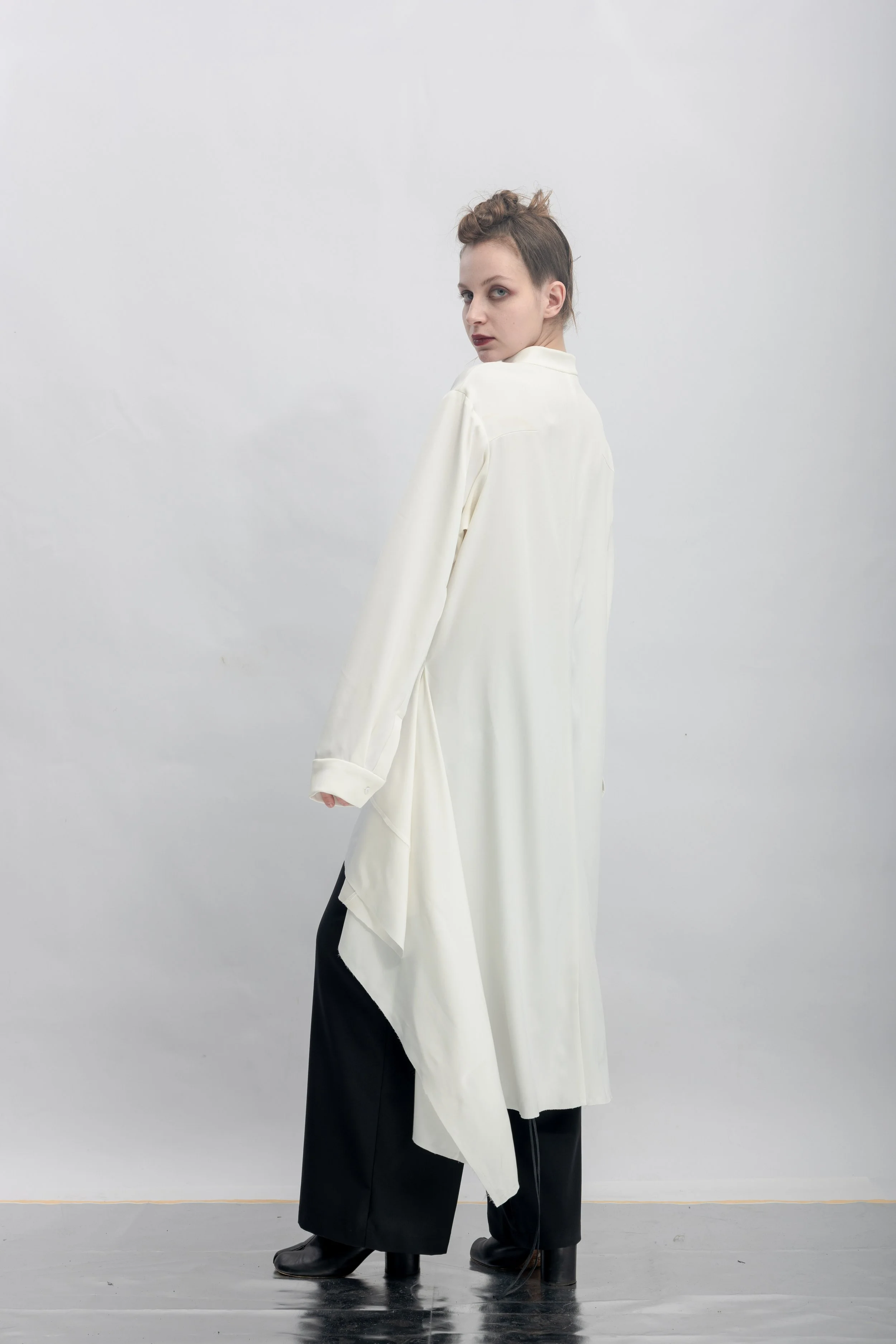 INF Stand Collar Asymmetric Draped Shirt  White (21).jpg