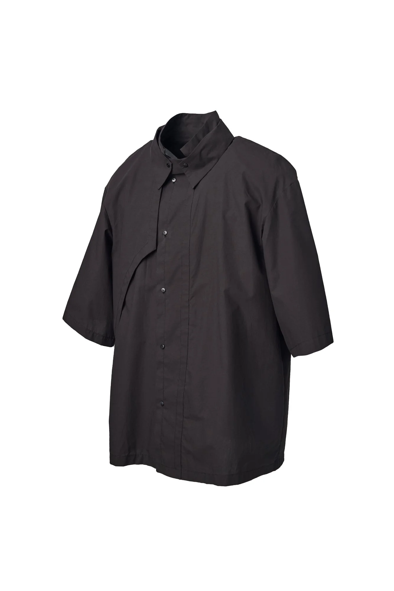 INF Structured Stand-Collar Short Sleeve Shirt / Black — INF - Garment ...