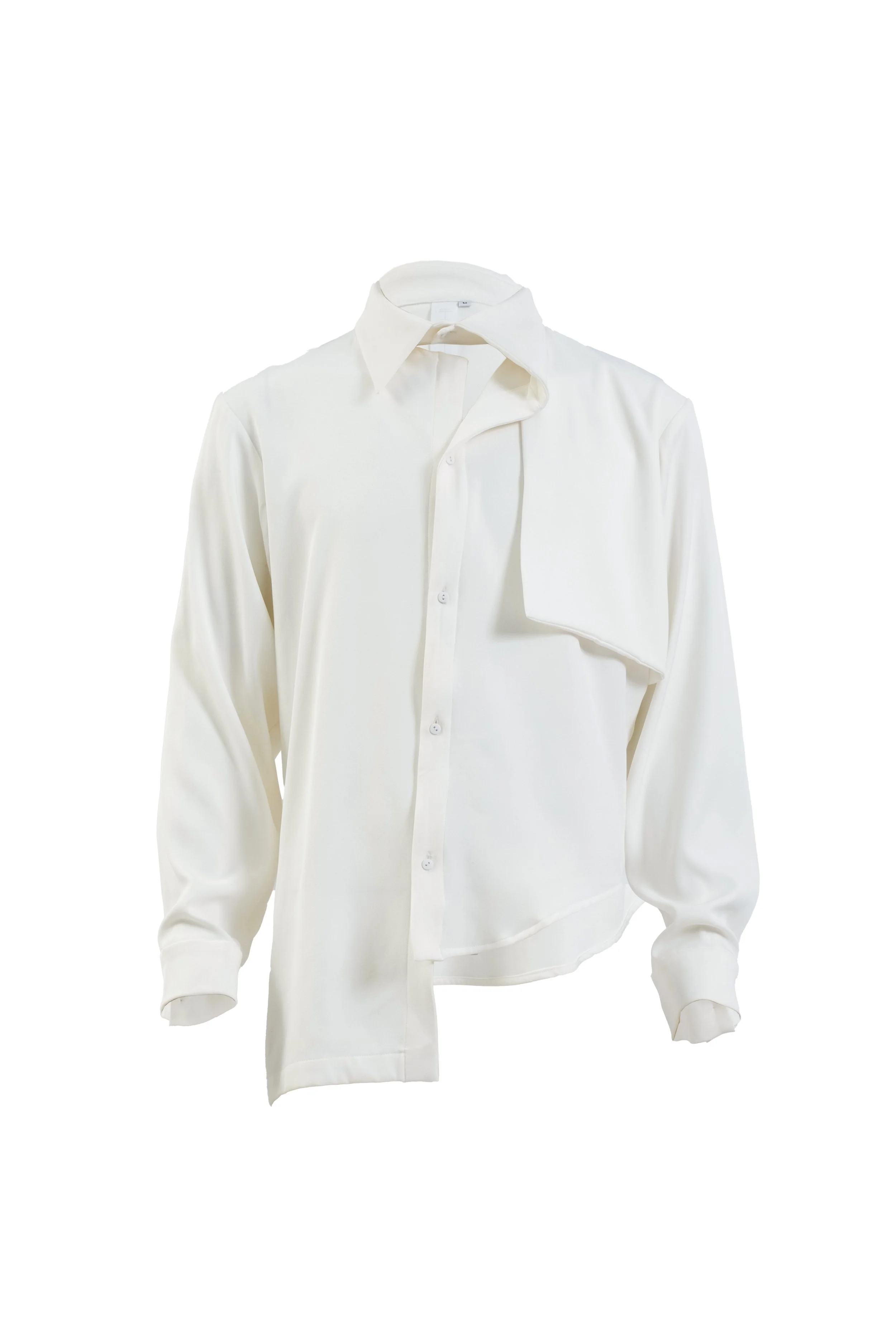 INF  Integrated Placket Collar with Asymmetric Flap Top  White Integrated Placket Collar with Asymmetric Flap Top  White (2).jpg