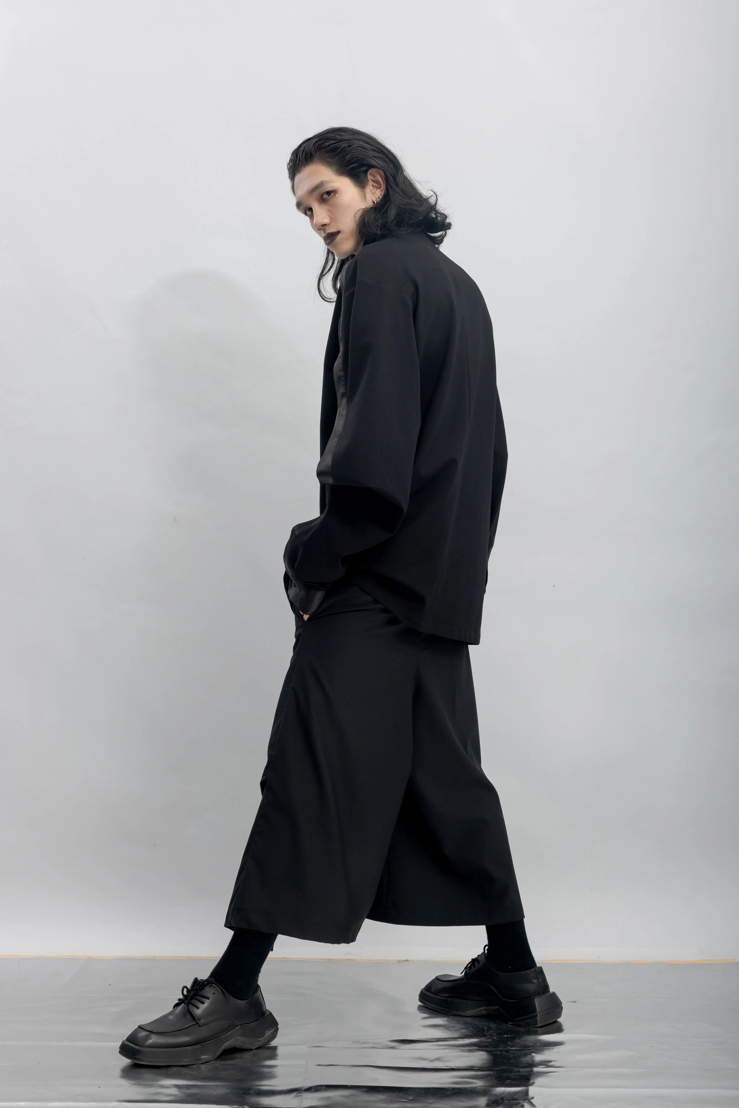 INF Deconstructed One-Sleeve Stand Collar Top  Black (29).jpg