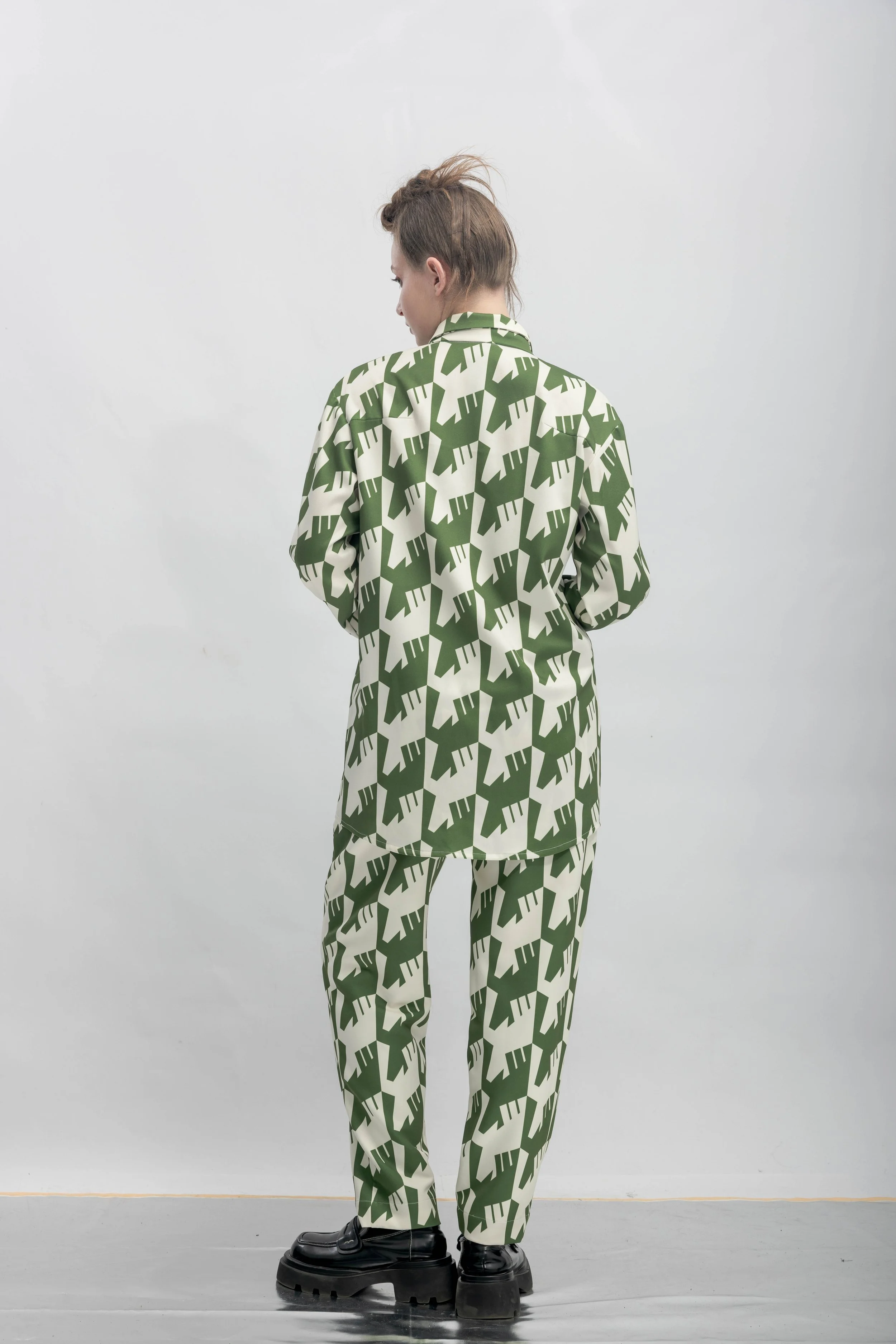 INF Raven Houndstooth Print Shirt  Olive Green (14).jpg