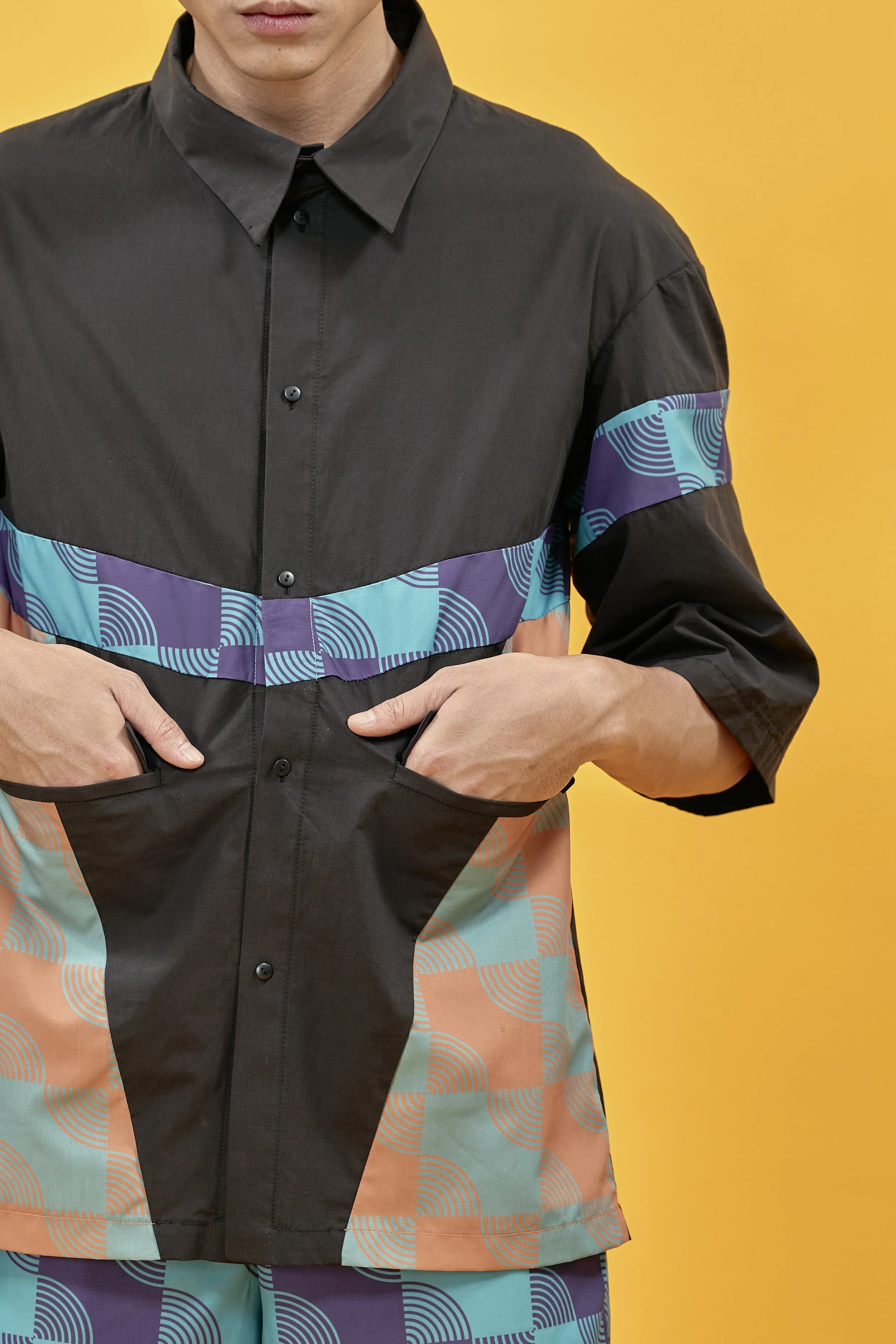 INFDARK Geometric Patchwork Short Sleeve Shirt (17).jpg