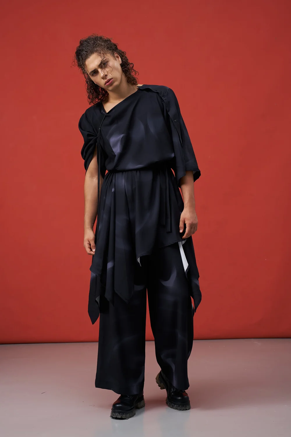 INF MRI Rendered Black Printed Asymmetric Dress  INF - Garment for the  rebels, sociopaths, kinkies. Madly tailored by an obsessive and compulsive  designer