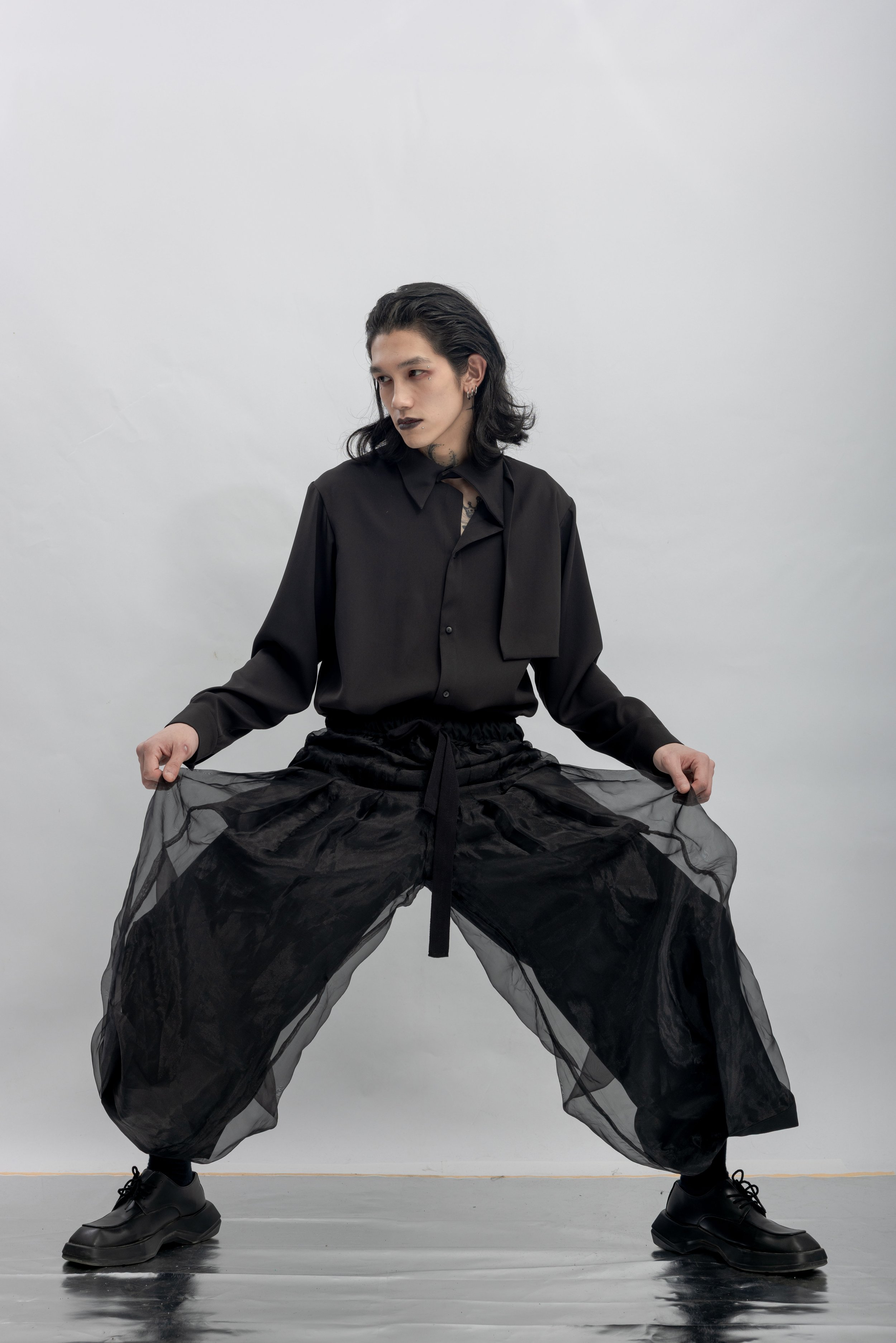 INF Double-Layer Chiffon Straight Wide Pants  Black (14).jpg