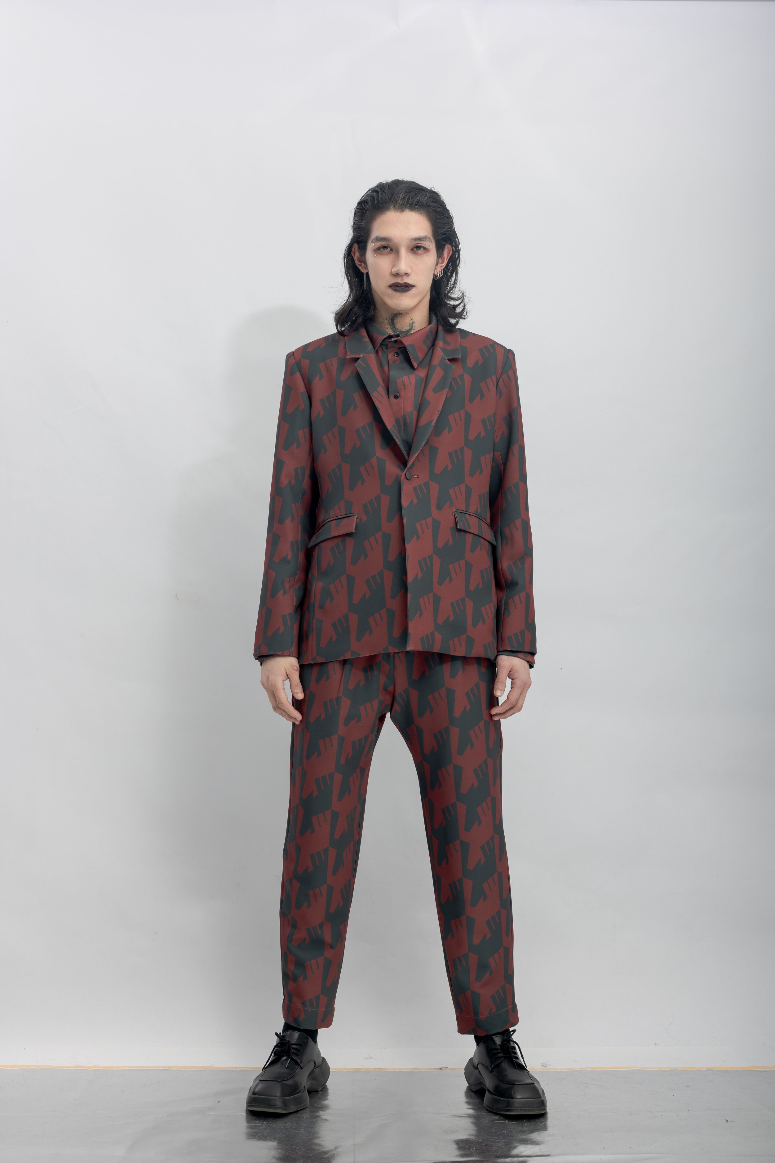 INF Raven Houndstooth Print Blazer  Blazing Red (18).jpg
