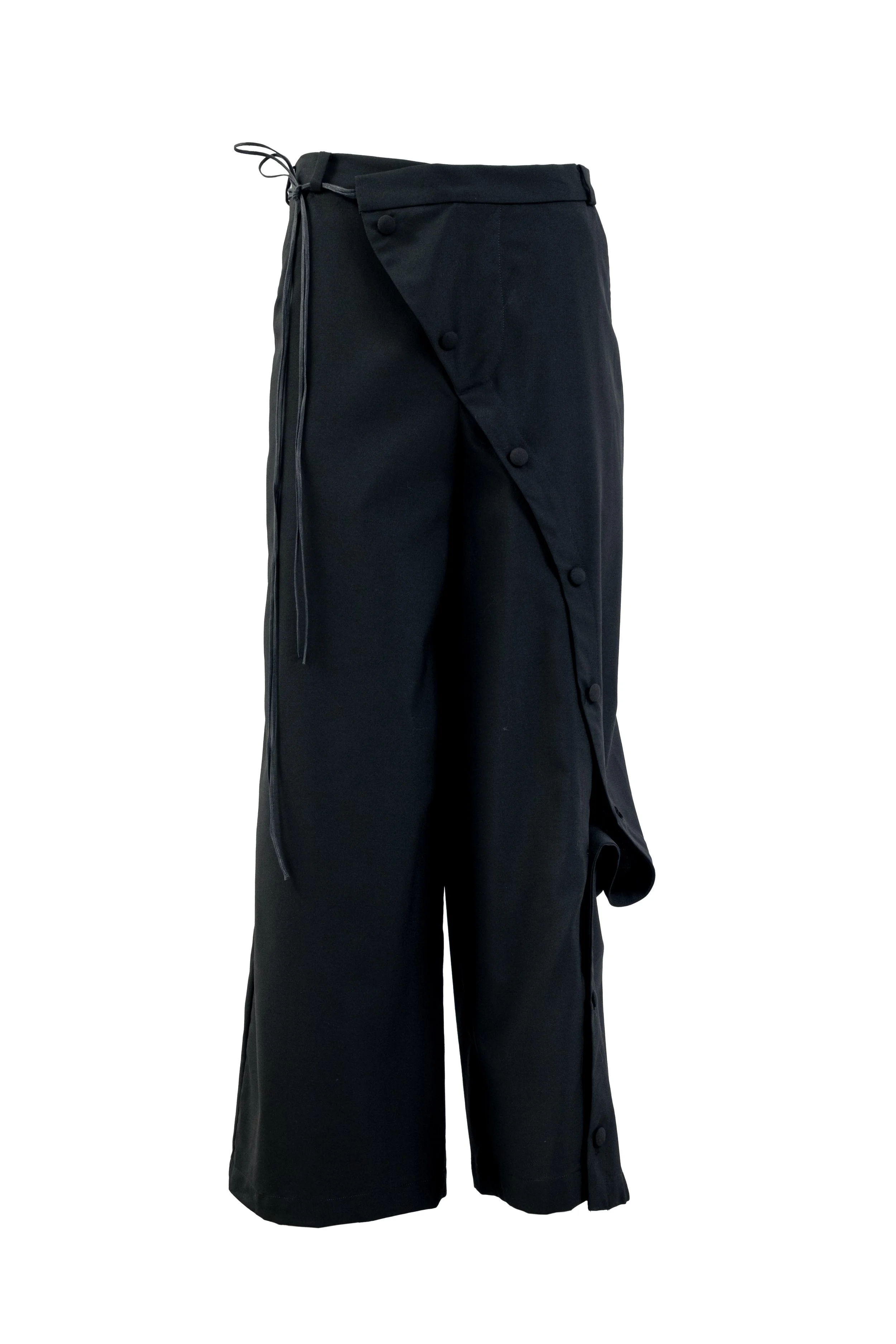 INF Asymmetric Single-Leg Slit Tie Wide Pants  Black (2).jpg