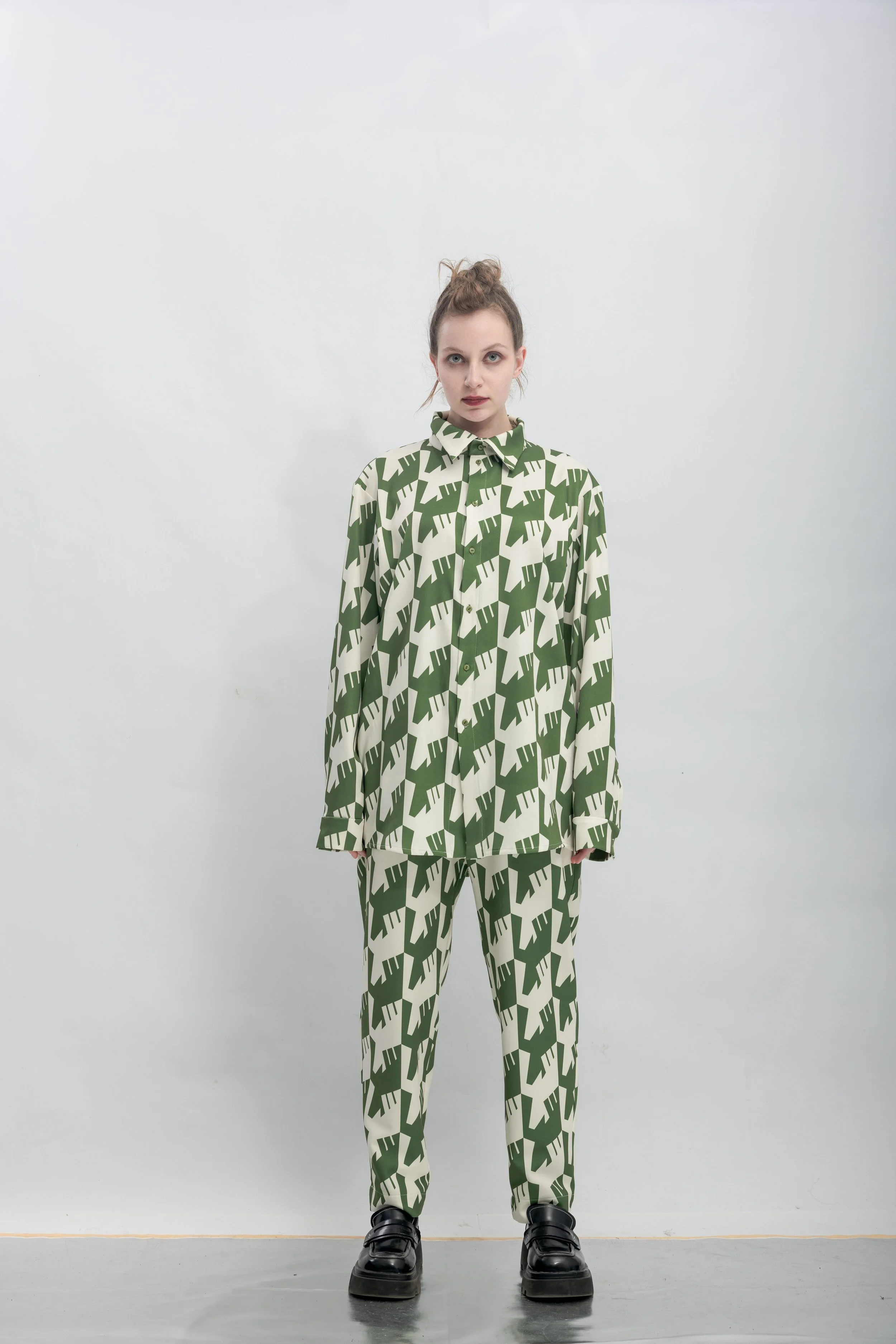 INF Raven Houndstooth Print Shirt  Olive Green (11).jpg