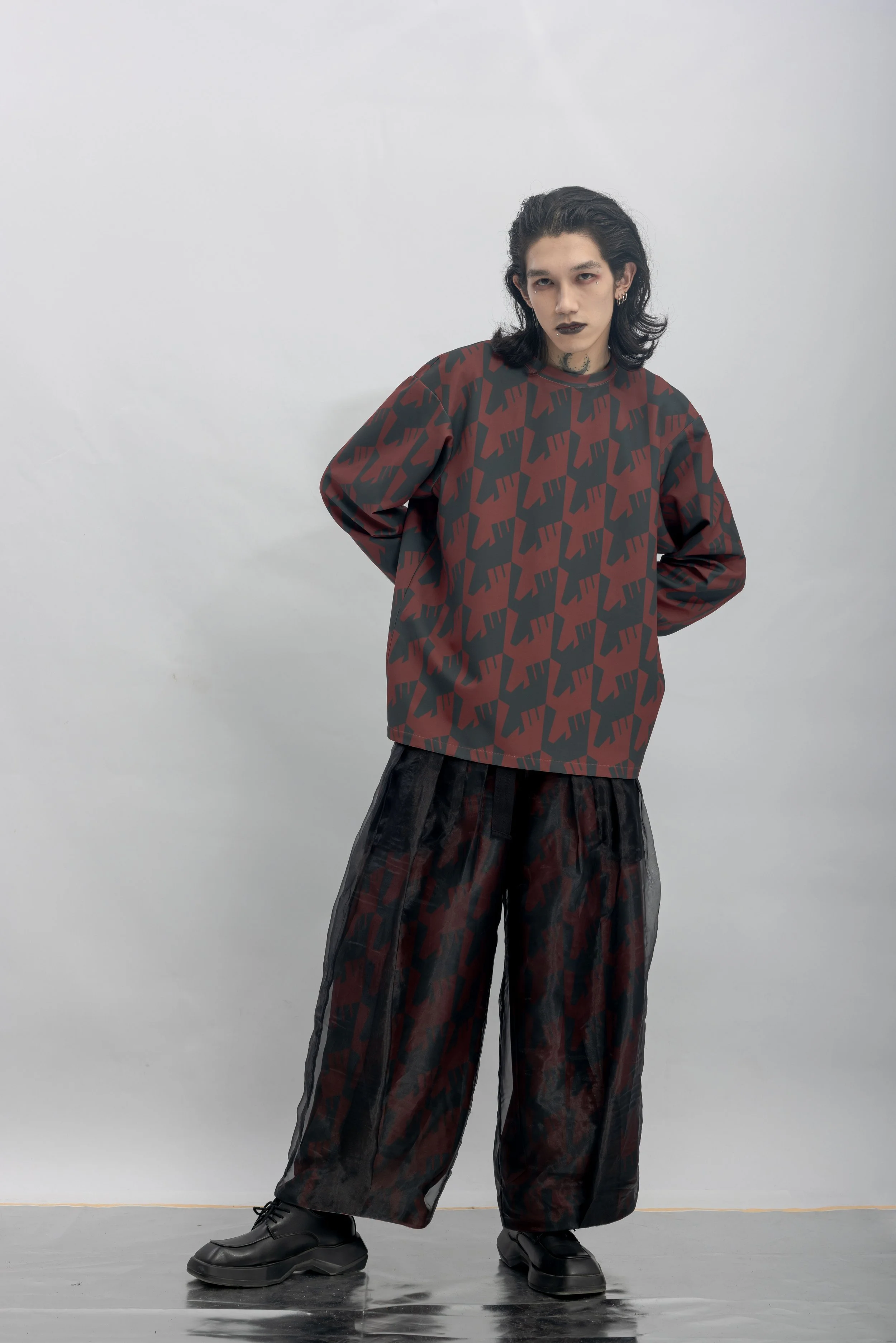 INF Raven Houndstooth Print Sweatshirt  Blazing Red (17).jpg