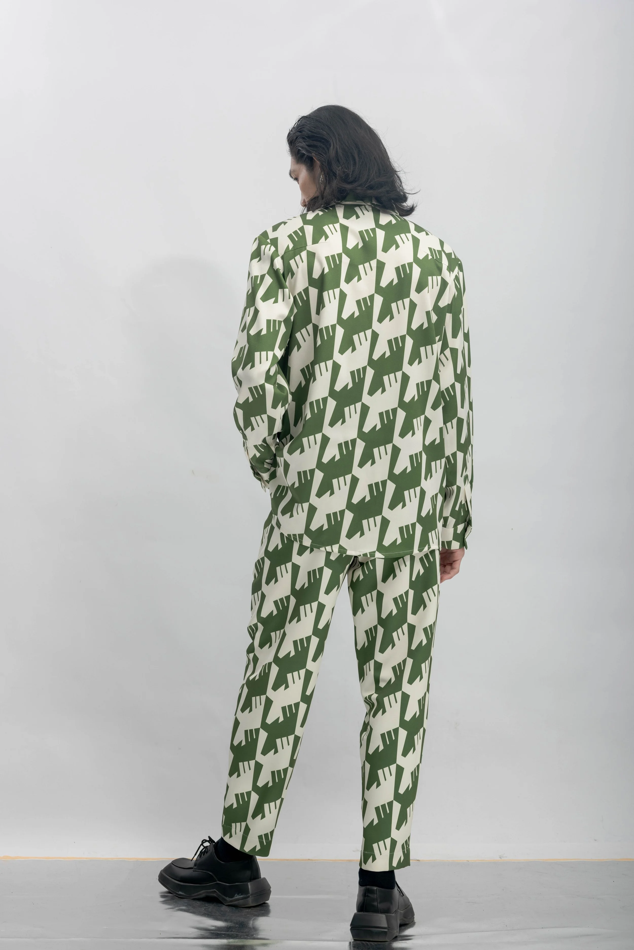 INF Raven Houndstooth Print Shirt  Olive Green (7).jpg