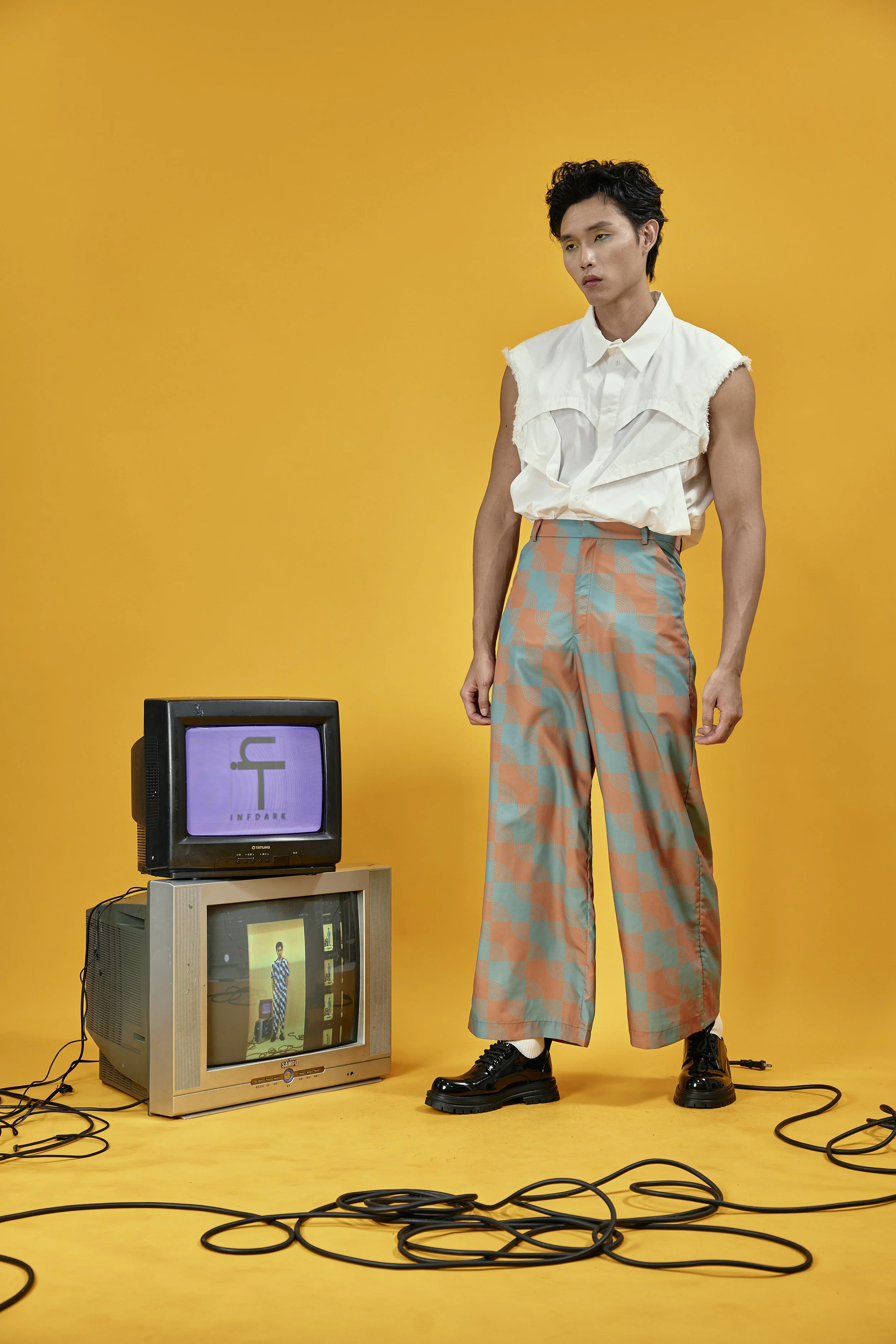 INFDARK Straight-Leg Printed Wide Pants  Orange-Green (2).jpg