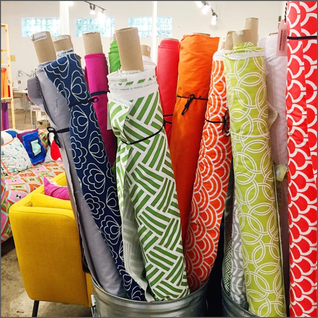 Fabric shopping at Gather Here in Cambridge, Massachusetts