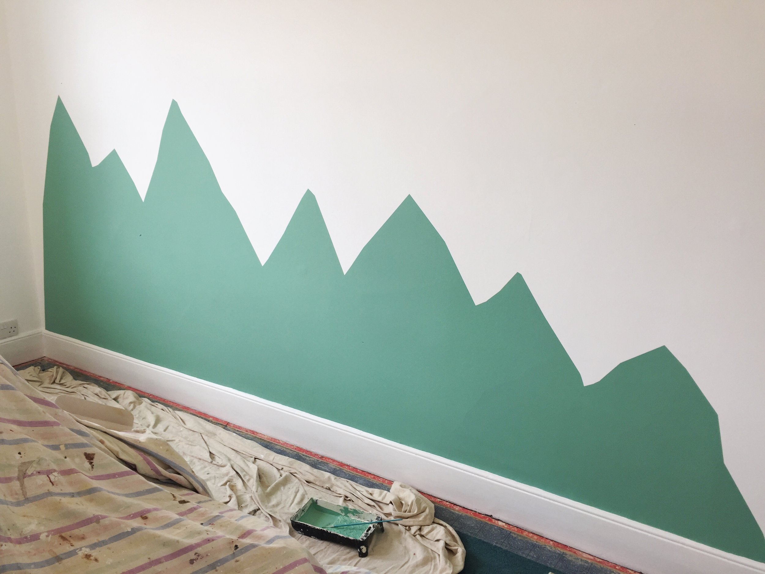 All paints are from Farrow & Ball - the green is Arsenic , the white is Great White