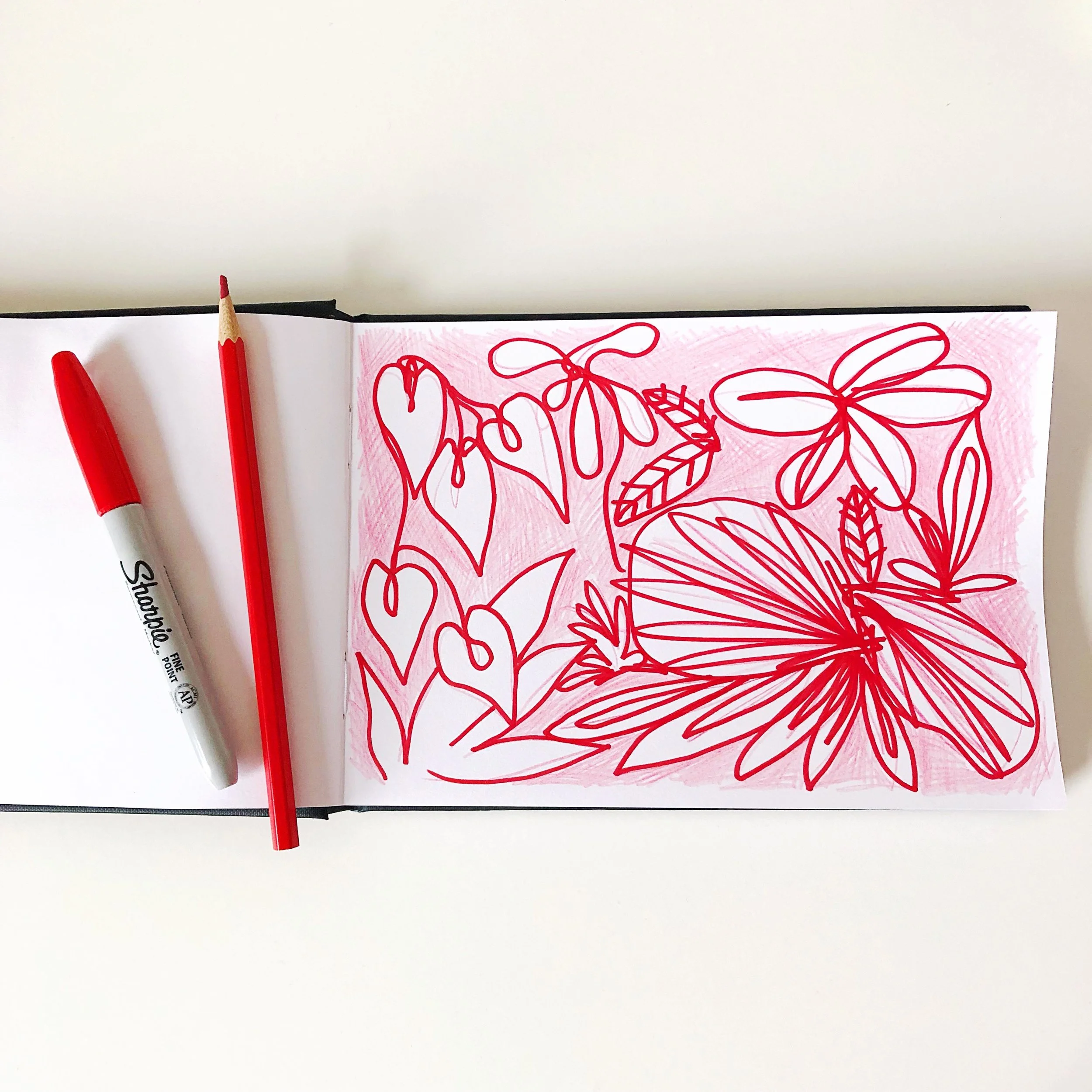 Week 1, day 1 - one colour drawing in red