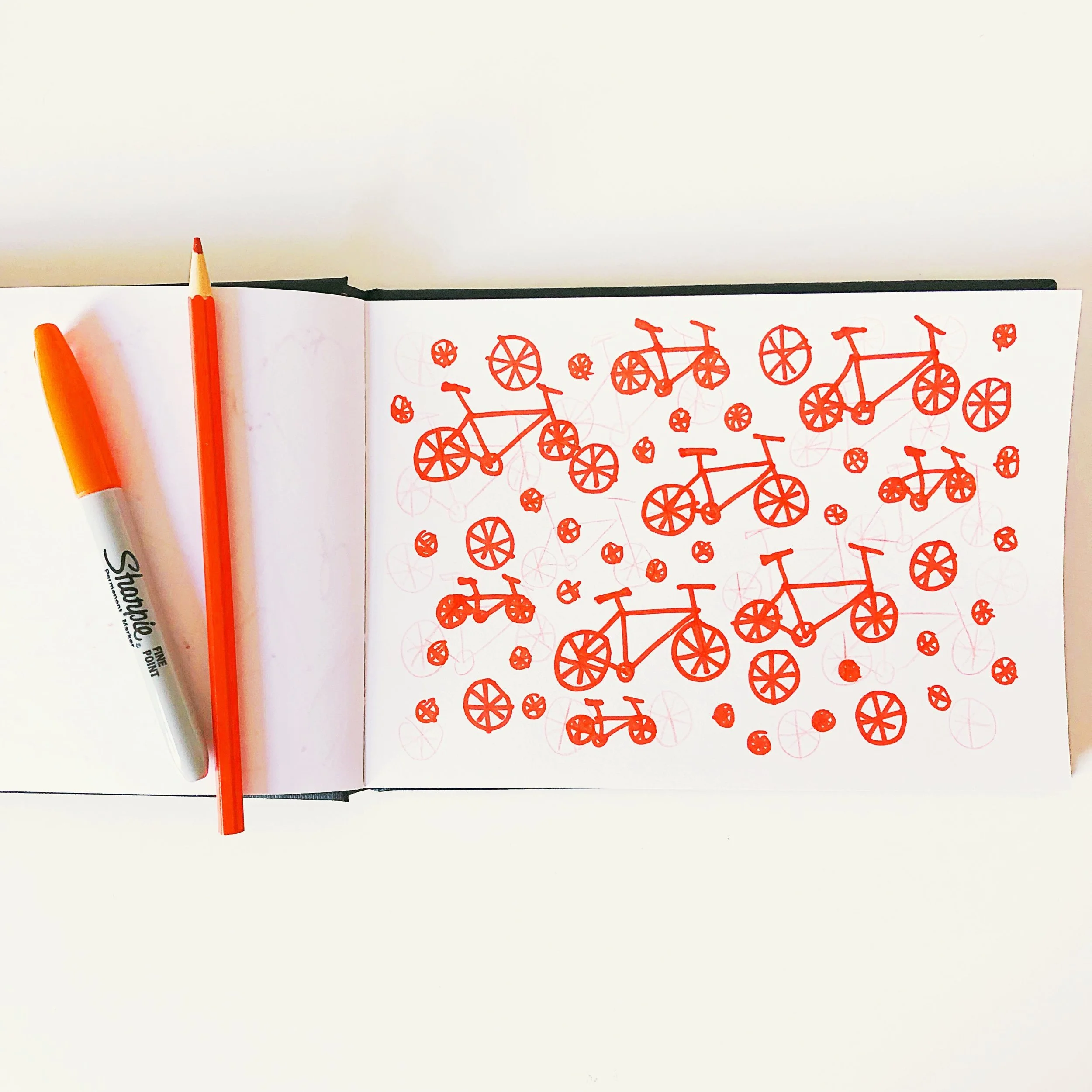 Week 1, day 2 - one colour drawing in orange