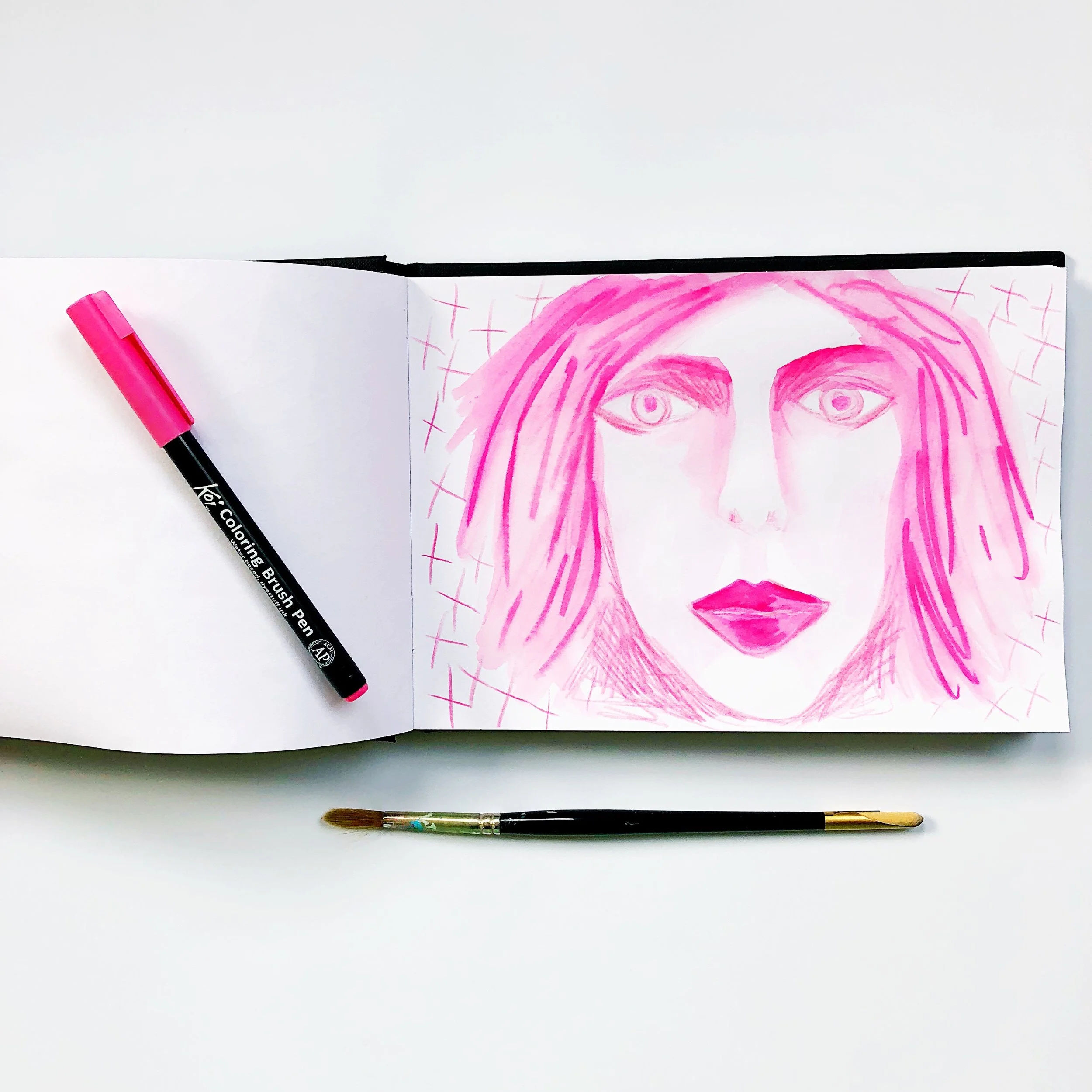 Week 1, day 7 - one colour drawing pink