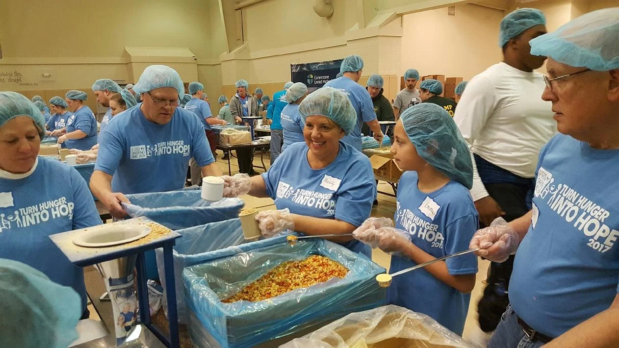 Cornerstone participated in a Feed My Starving Children Mobile Pack event. This was the largest outreach undertaking ever attempted at Cornerstone and it exceeded all expectations. Some numbers that tell that story. 3 Shifts with over 150 people 483 total volunteers 541Boxes 22 cents the cost of a meal 116,856 meals 1,000,000smiles 320 The number of starving children that will be fed for an entire year. “Please can we do this event again?!!!” This was a question that was really a comment we heard over and over again. Stay tuned for the Feed My Starving Children date in 2018. 