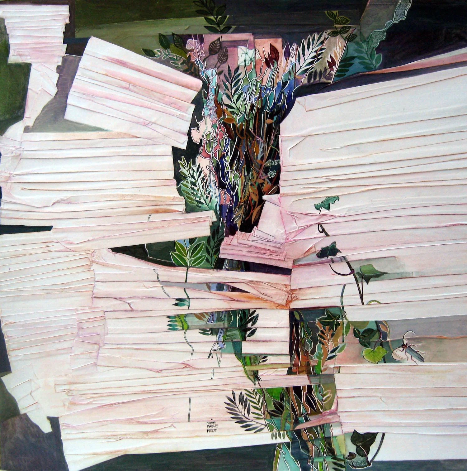 Pliage rose. 50 x 50 cm.