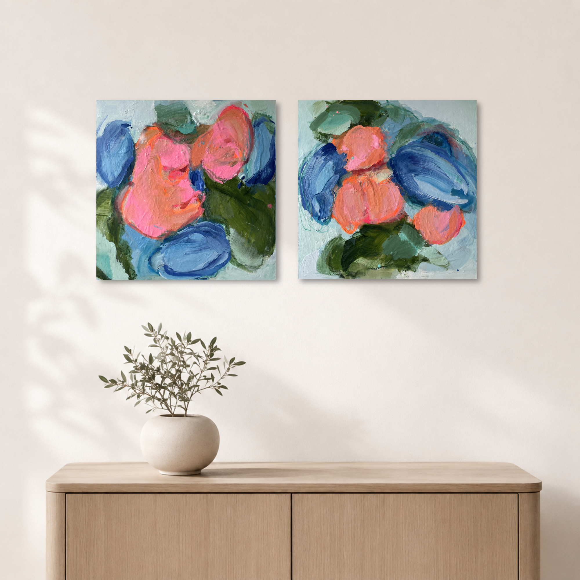 towards animation 1 & 2
oil, oil stick on panel
24x24 in each 
canvas gallery
$950 each 
