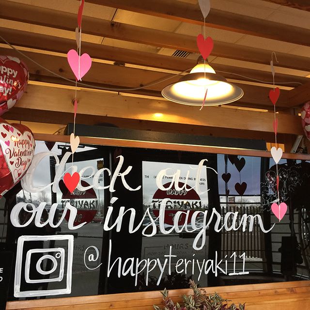 From us to all of you, happy Valentine&rsquo;s Day! Come visit us and say hello! 💕 ❤️ .
.
.
.
.
.
.
.
.
#valentinesday #food #happyteriyaki11 #happyteriyaki #thebestteriyaki