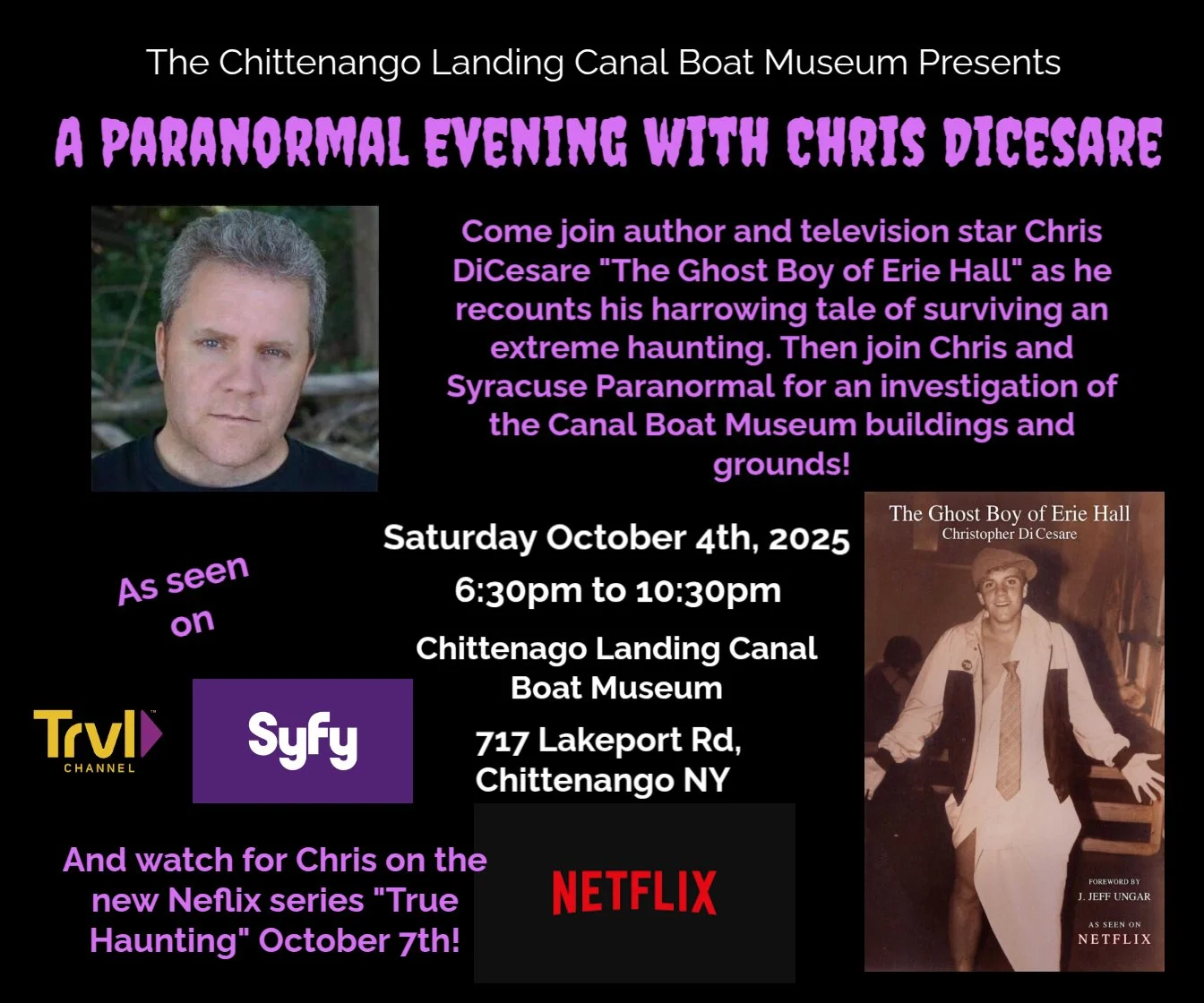 A Paranormal Evening with Chris DiCesare the "Ghost Boy of Geneseo".