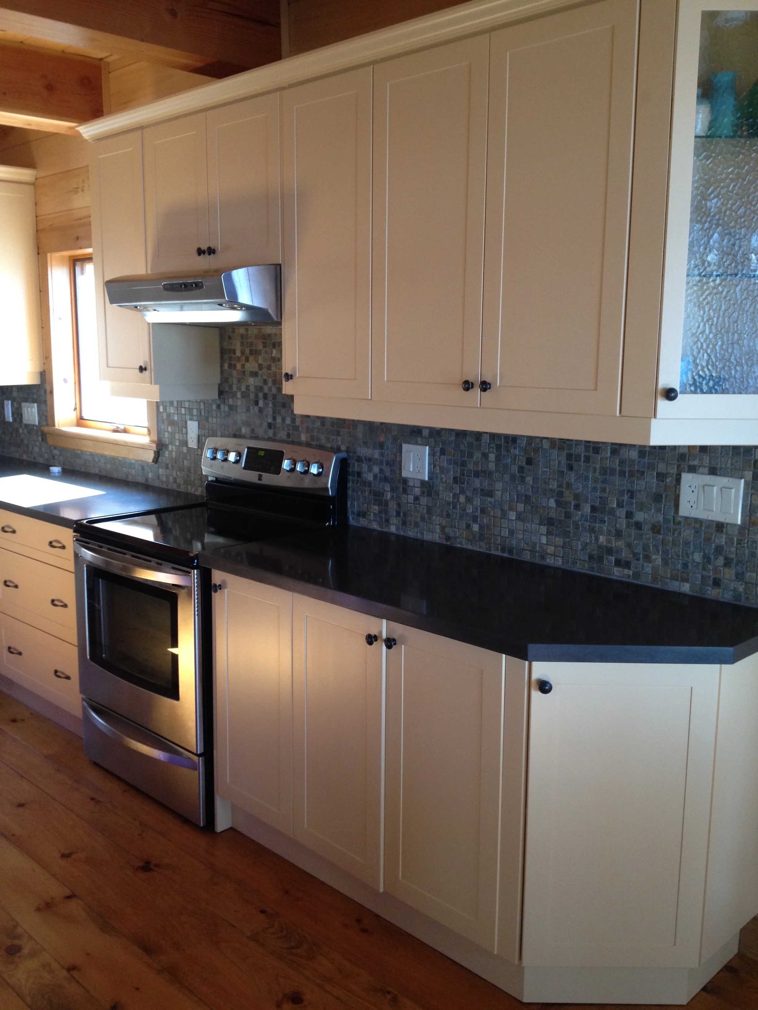 Sprayed kitchen cabinets